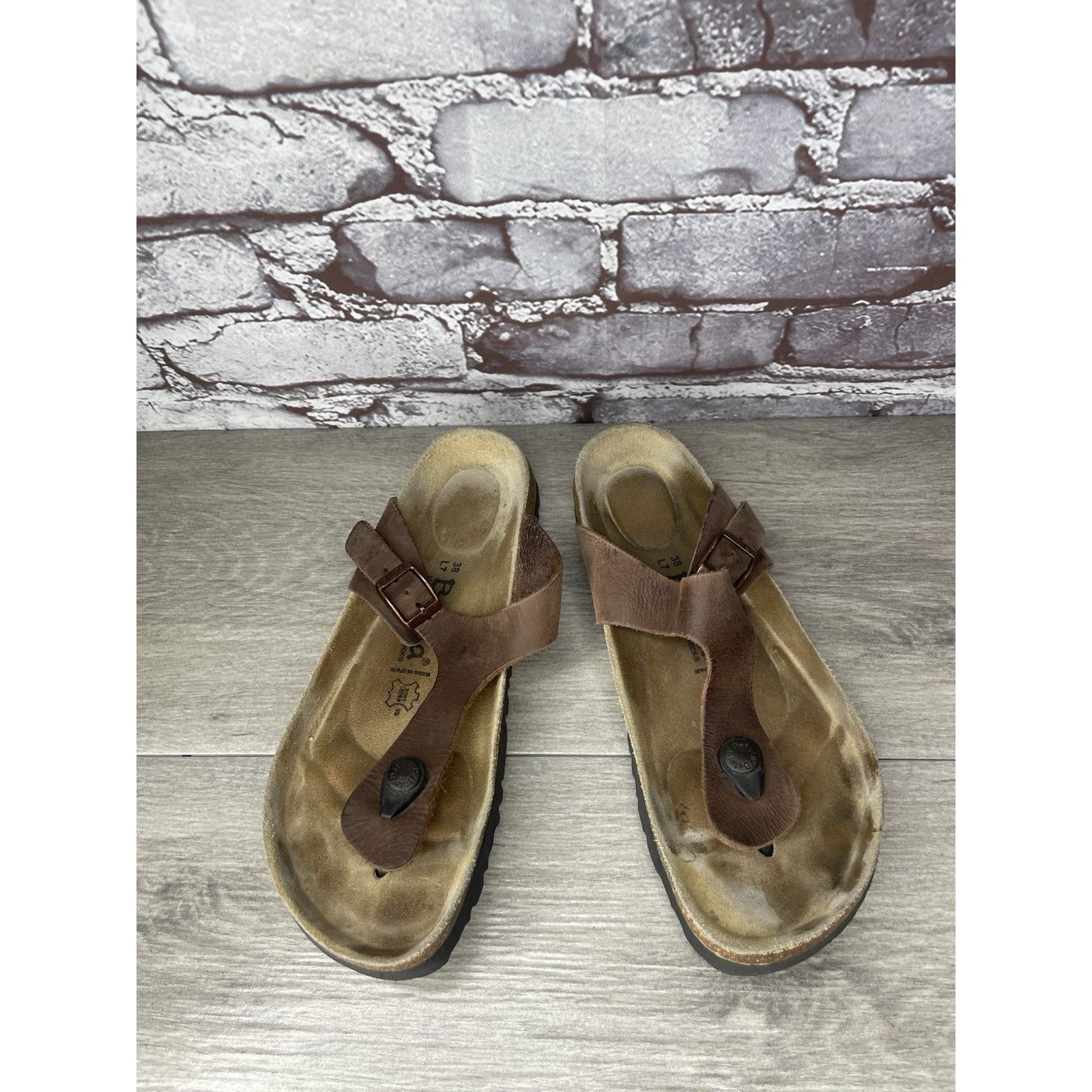 Birkenstock Betula Birkenstock Gizeh Brown Leather Cork Thong Sandals Wo Size US 8 / IT 38 - 17 Thumbnail