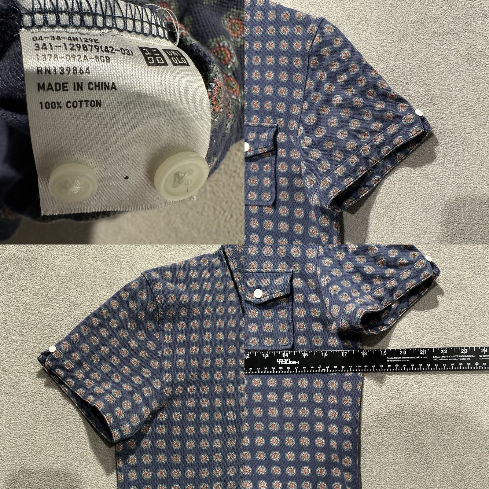 Uniqlo UNIQLO Michael Bastian Polo Shirt Mens XS Blue Geometric Floral AOP Lightweight Size US XS / EU 42 / 0 - 8 Thumbnail