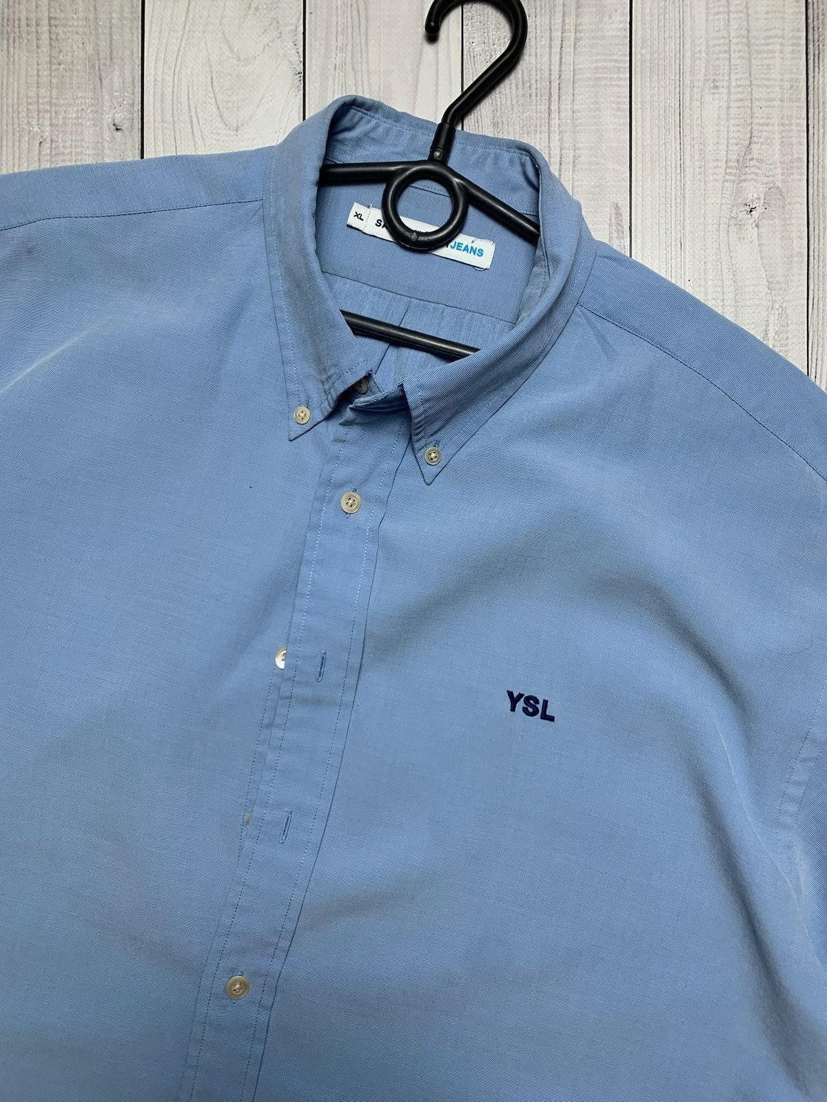 Vintage × Yves Saint Laurent Vintage Yves Saint Laurent shirt size XL logo blue Size US XL / EU 56 / 4 - 2 Thumbnail