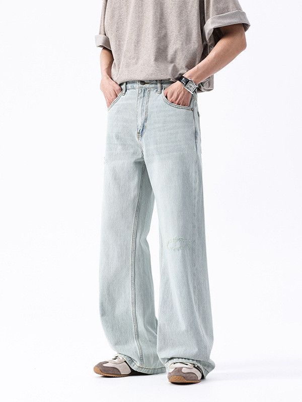 Japanese Brand Men's distressed bamboo-joint wide-leg jeans Size US 32 / EU 48 - 5 Thumbnail