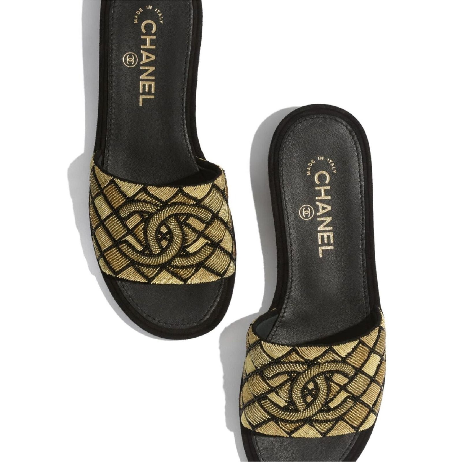 Chanel Chanel 21A Gold Black Pearl Embroidery Beaded CC Logo Size US 6 / IT 36 - 7 Thumbnail