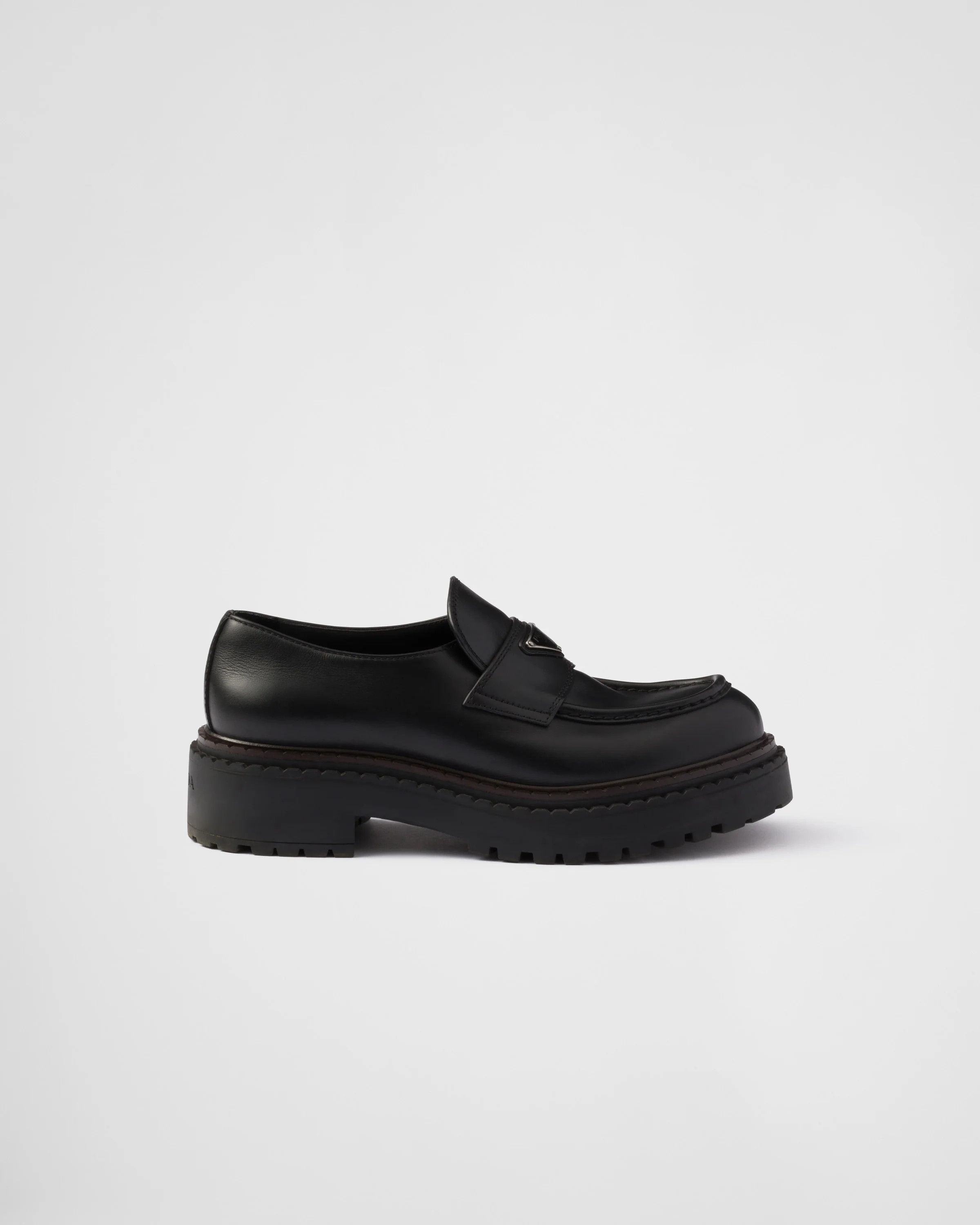 Prada o1B3y1r0426 Double Chocolate Leather Loafers in Black Size US 9 / EU 42 - 1 Thumbnail