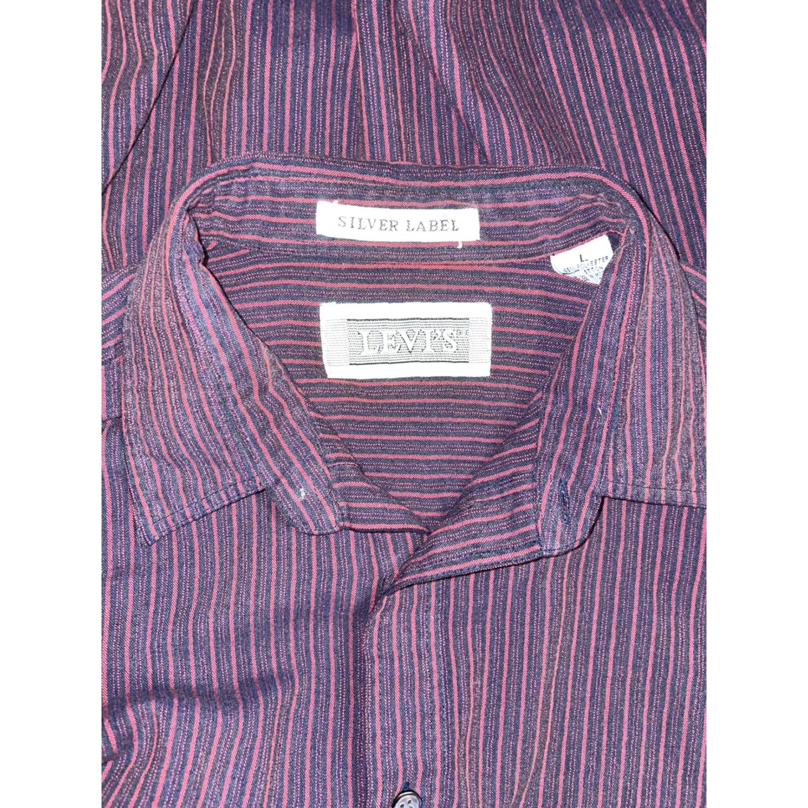 Levi's VINTAGE Levi's Silver Label Button-Down Shirt Mens L Red Polyester Blend Size US L / EU 52-54 / 3 - 7 Thumbnail