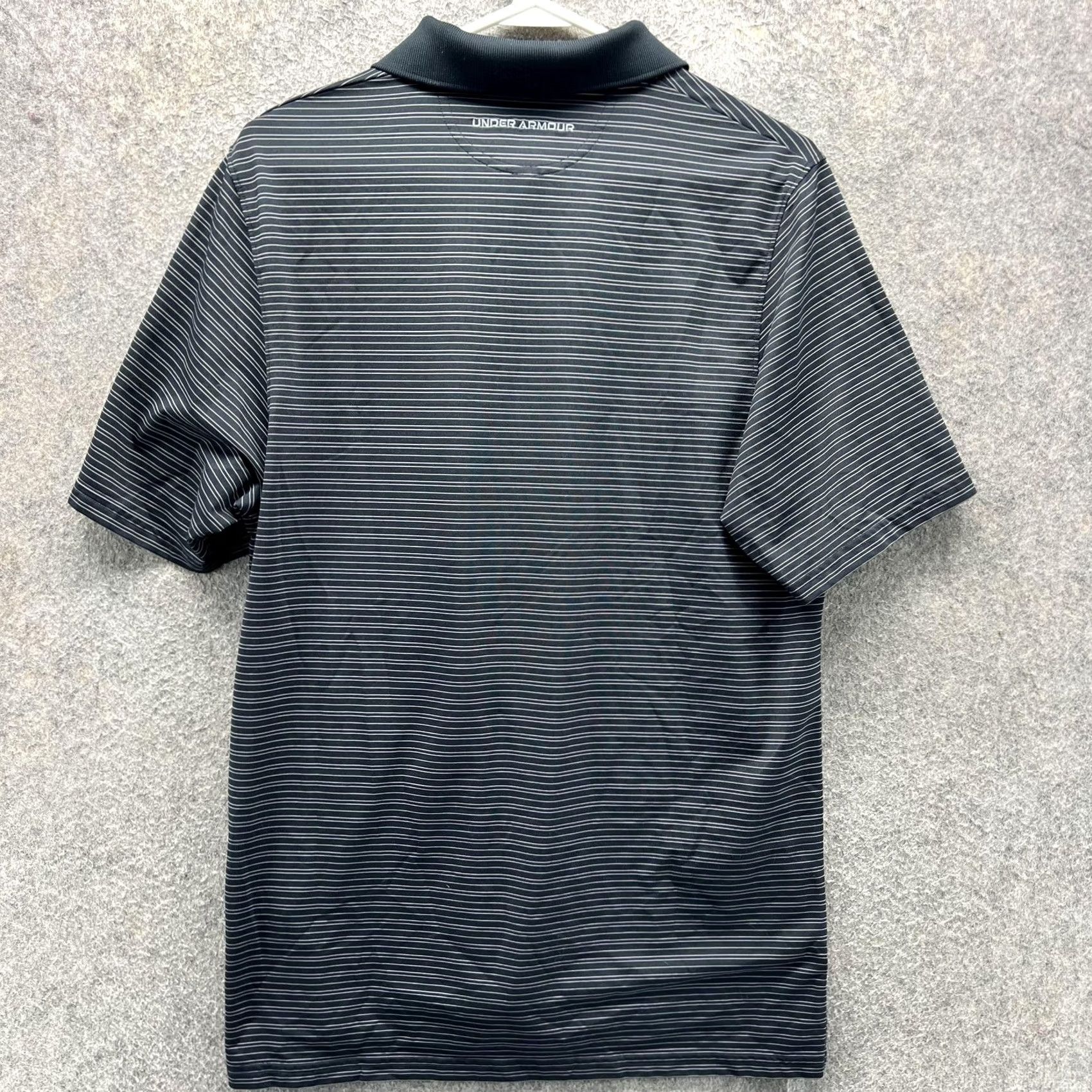 Under Armour Under Armour HeatGear Polo Shirt Mens M Black Stripe Golf Performance Shipped From Peru Size US M / EU 48-50 / 2 - 7 Thumbnail