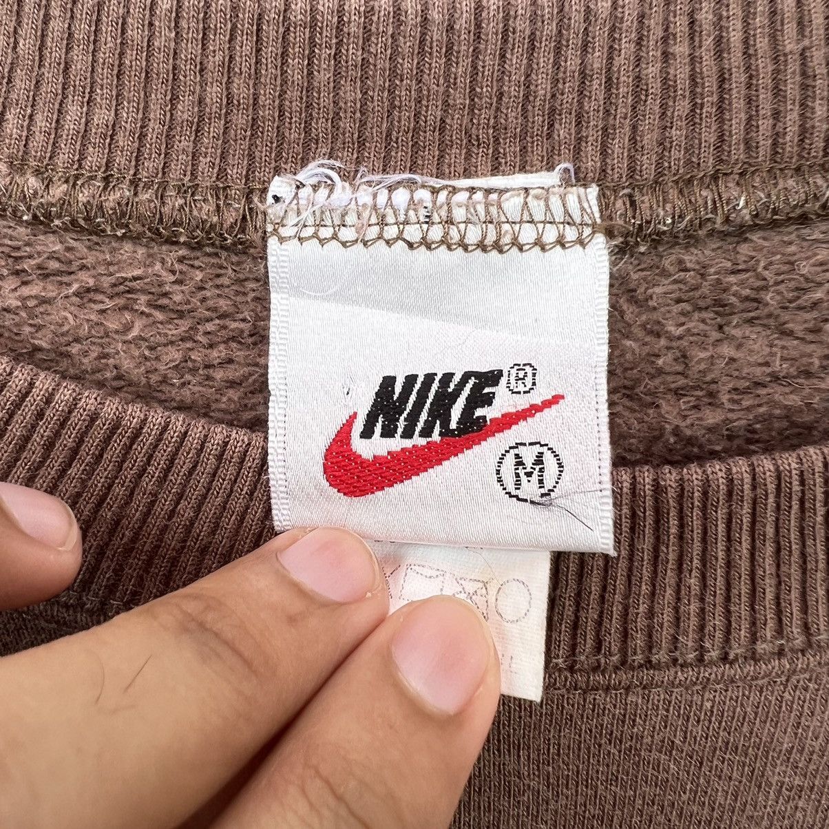 Nike × Vintage 90s Nike Big Swoosh Brown Crewneck Large Travis Style Size US L / EU 52-54 / 3 - 3 Thumbnail