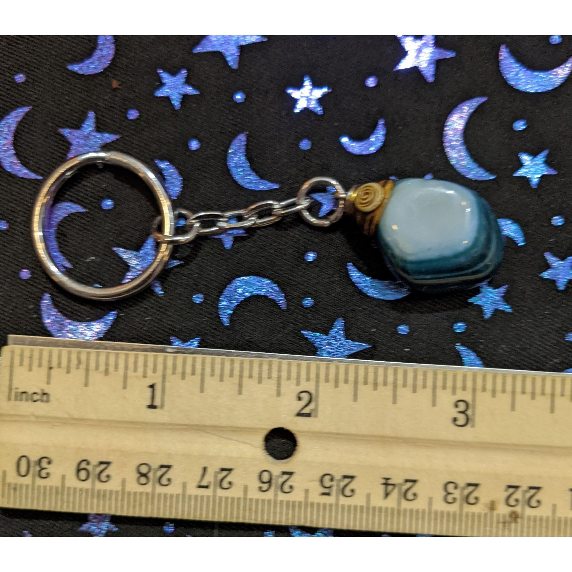 Other Blue/Green Dyed Genuine Agate Nature Inspired Keychain Size ONE SIZE - 4 Thumbnail