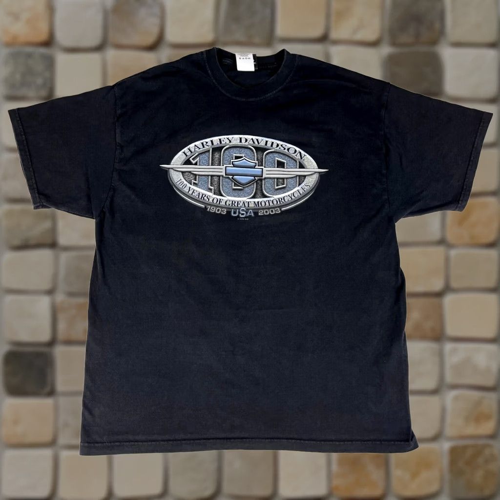 Harley Davidson Vintage Harley Davidson 100 Years T-Shirt R.K. Stratman Made in USA - XL Size - Black Size US XL / EU 56 / 4 - 1 Thumbnail