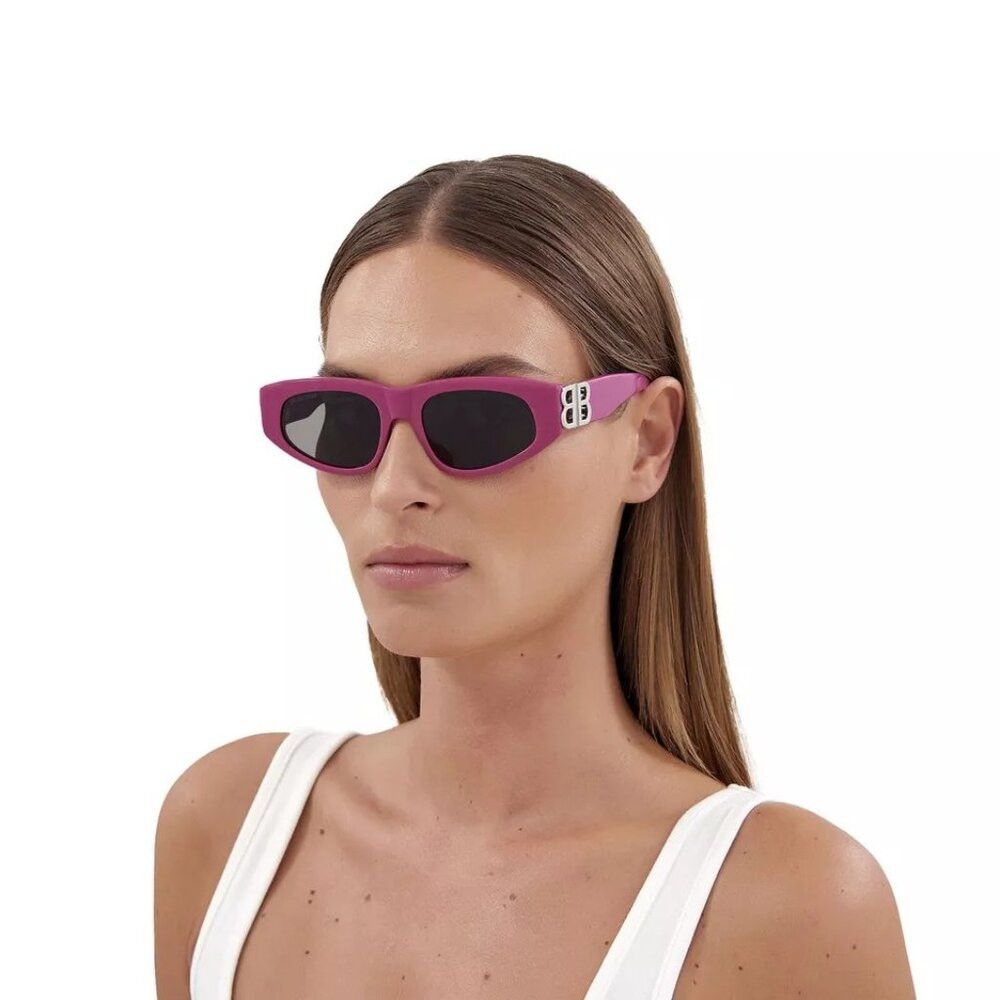 Balenciaga Balenciaga Sunglasses Fuschia Gray BB Temples Oval Cat Eye Size ONE SIZE - 3 Thumbnail