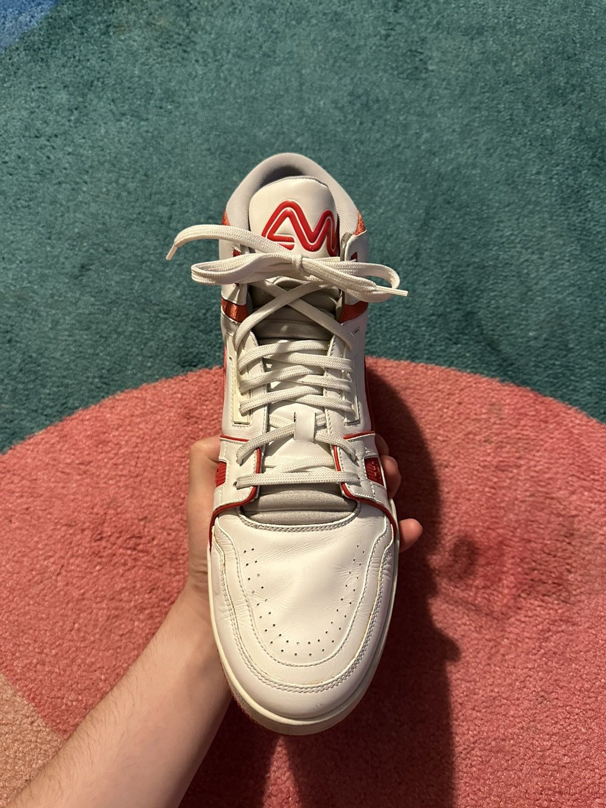 Louis Vuitton Louis Vuitton LV Trainer Mid White Red Size US 11 / EU 44 - 10 Thumbnail