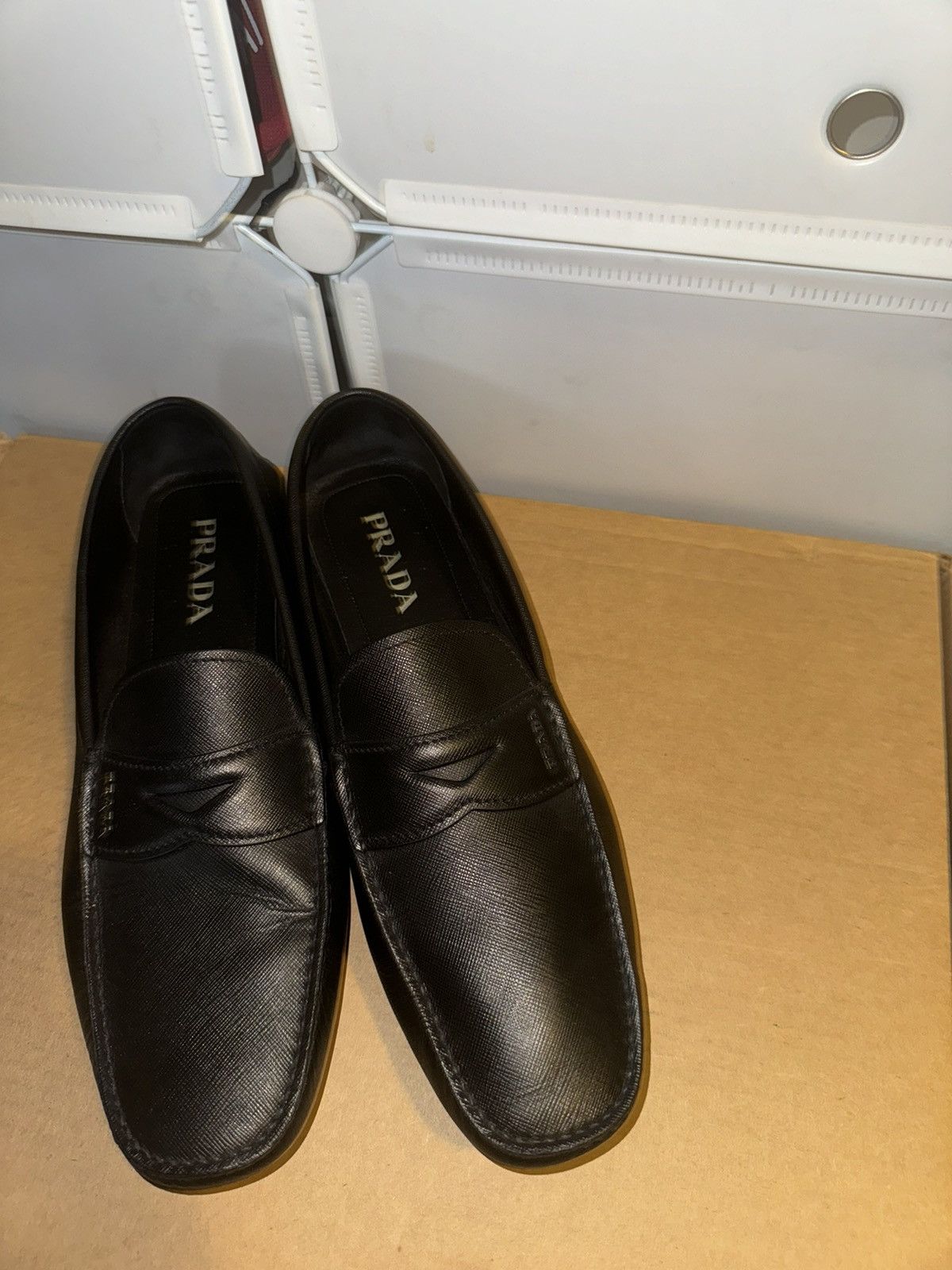 Prada Prada Black Saffiano Men's Penny Driving Loafer Size US 13 / EU 46 - 6 Thumbnail