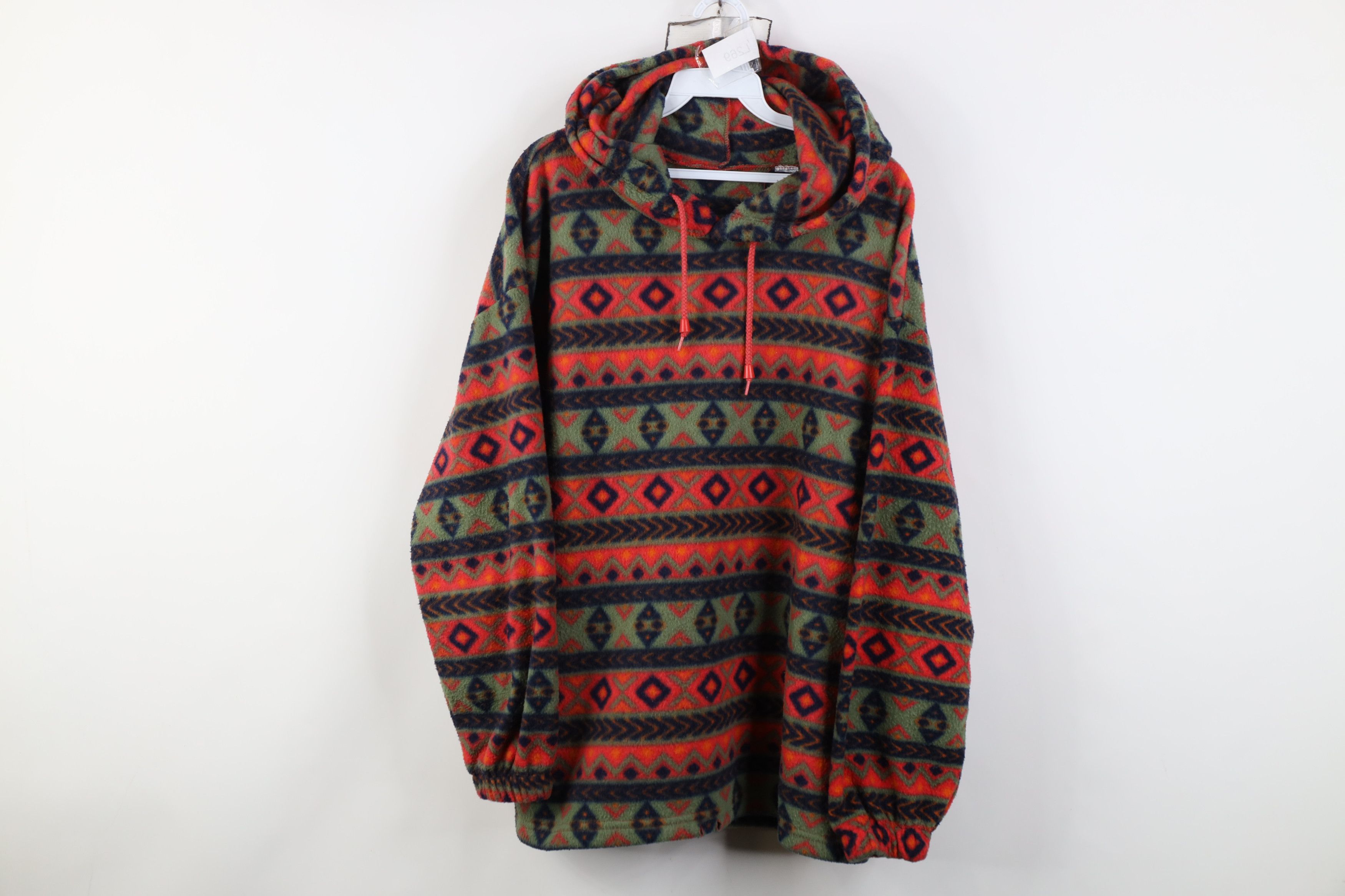 Vintage 90s Streetwear Southwestern Fair Isle Fleece Hoodie