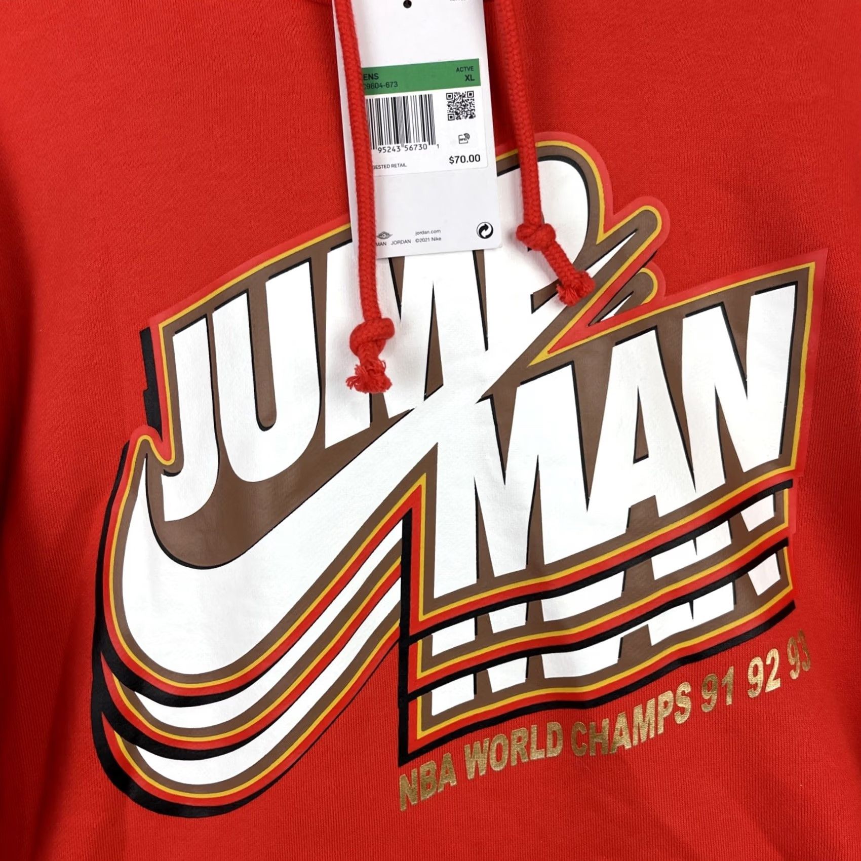 Jordan Brand Air Jordan Hoodie Mens XL Orange Jumpman Core Fleece Sweatshirt DC9604-673 Size US XL / EU 56 / 4 - 4 Thumbnail