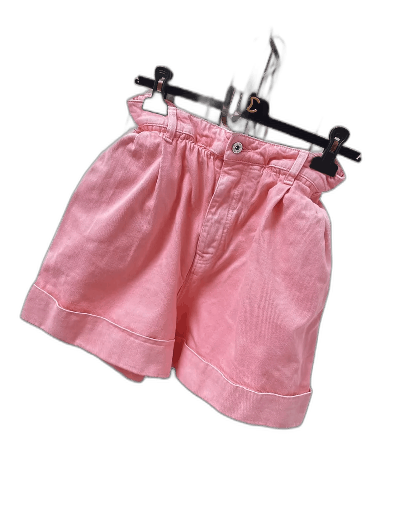 Prada Miu Miu Pink Denim Shorts with Logo Size 40" / US 18 - 1 Thumbnail