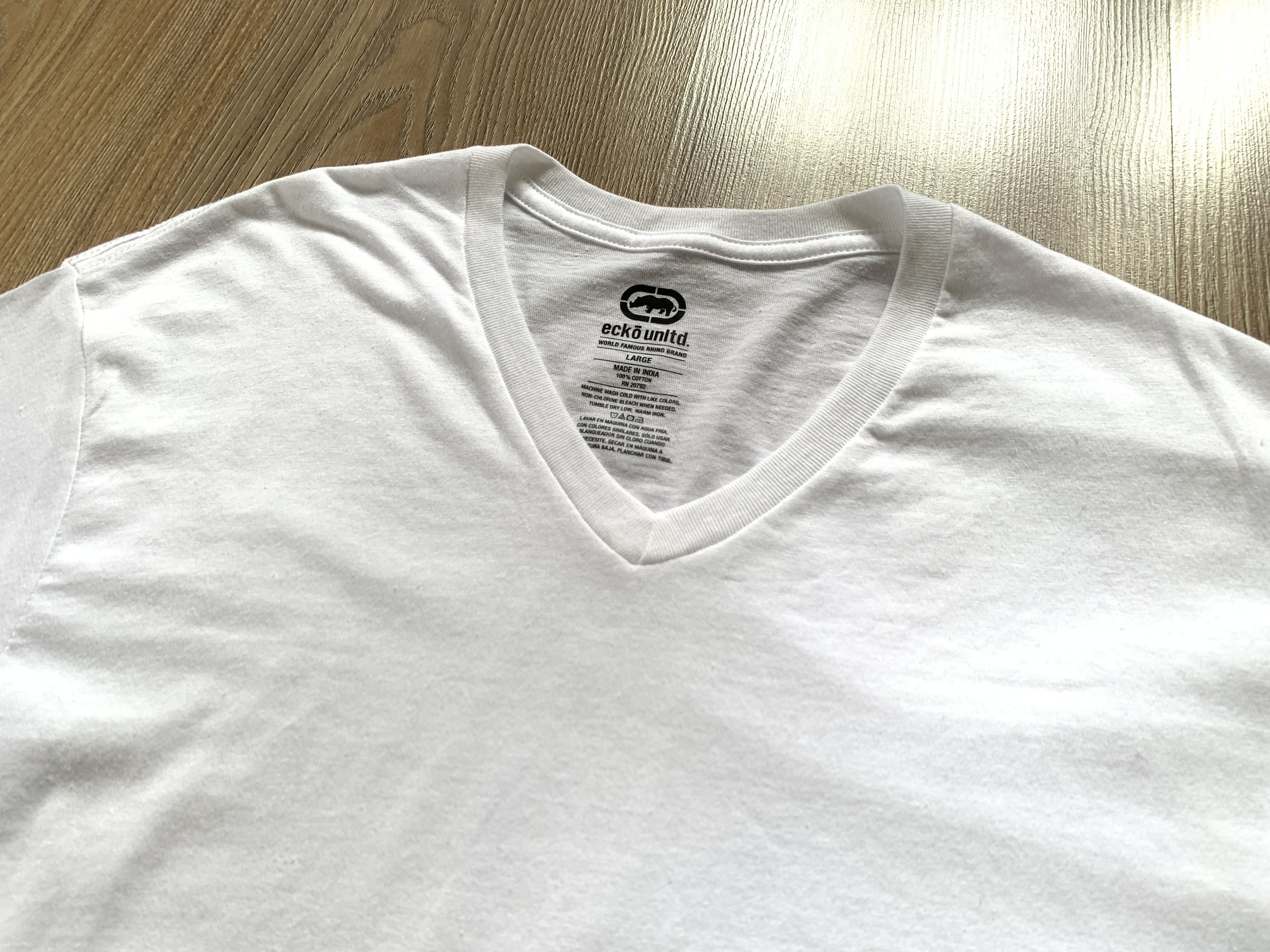Ecko Unltd. Ecko Unltd Basic V Neck White Cotton T Shirt Size US L / EU 52-54 / 3 - 4 Thumbnail