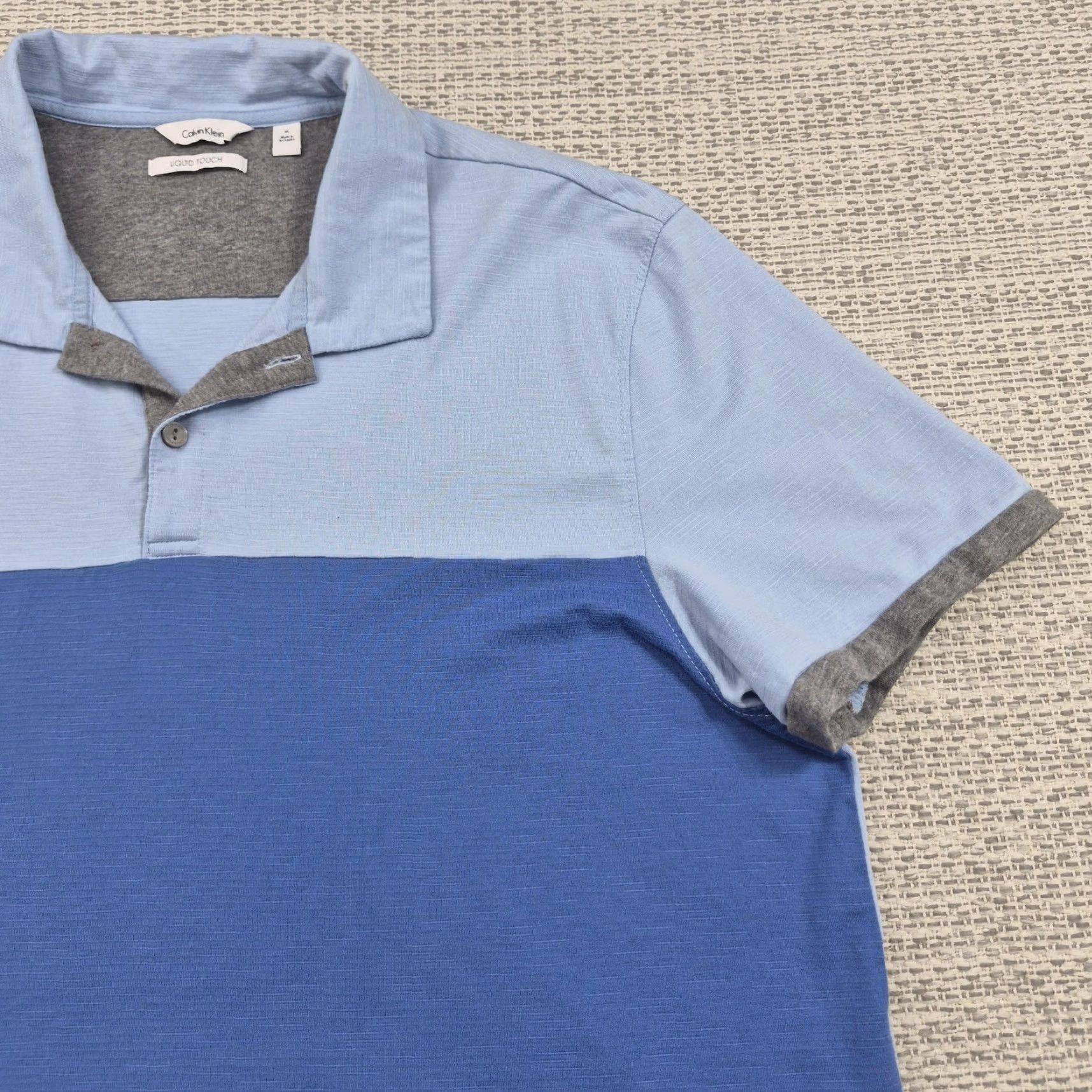 Calvin Klein Calvin Klein Liquid Touch Polo Shirt Mens XL Colorblock Cotton Knit Button Front Collared Short Sleeve Multicolor Size US XL / EU 56 / 4 - 2 Thumbnail