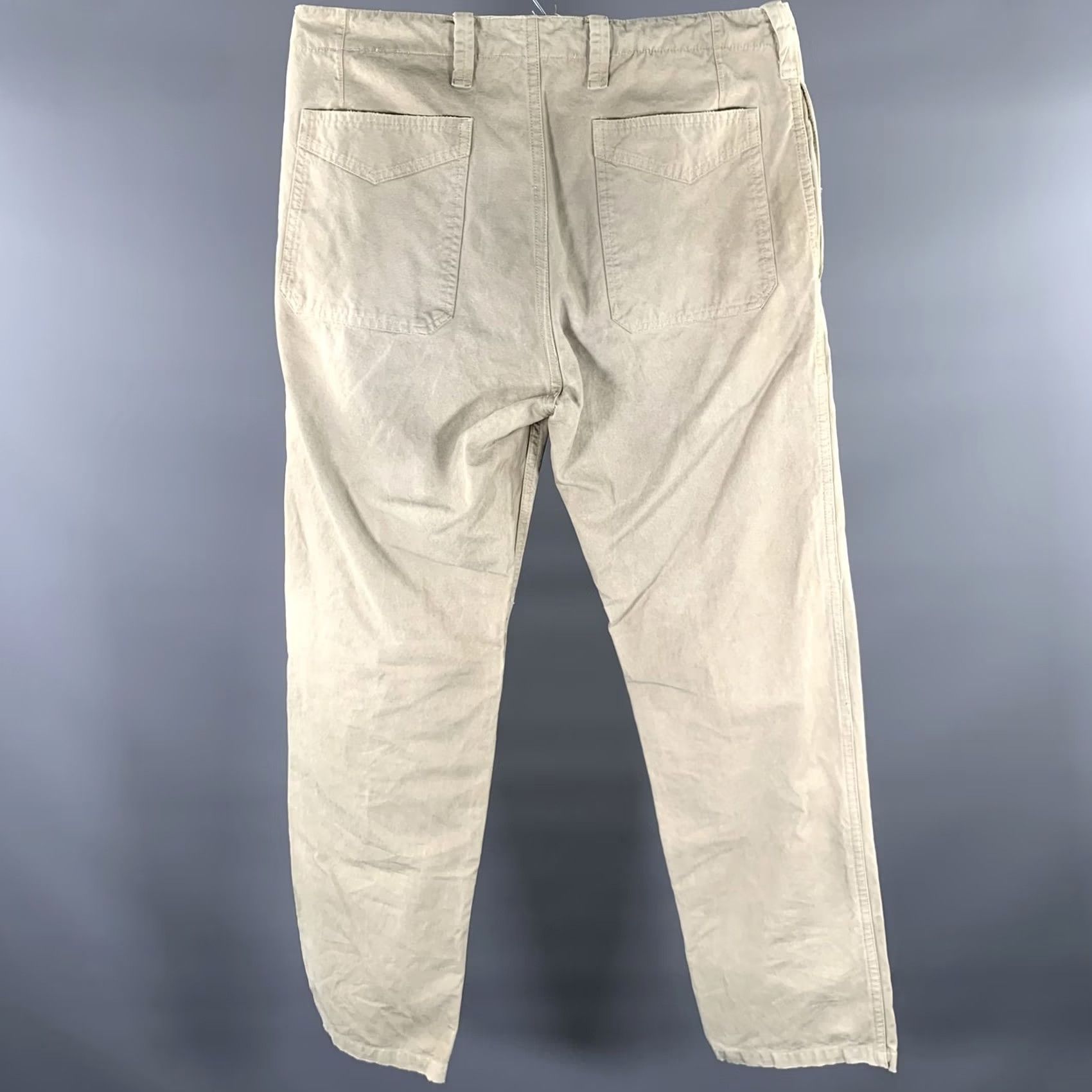 Visvim VISVIM Size L Khaki Distressed Cotton Button Fly Casual Pants Size US 33 - 3 Thumbnail