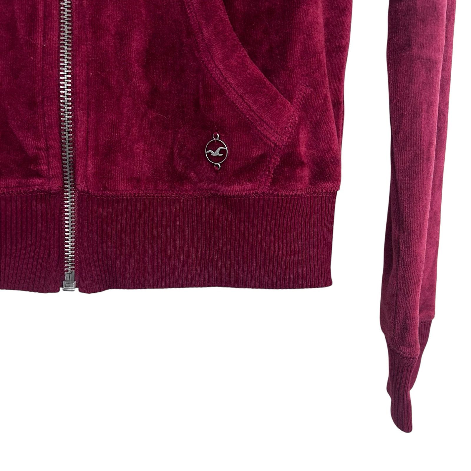 Hollister Hollister Maroon Velour Full Zip Hoodie Sz XS Size XS / US 0-2 / IT 36-38 - 3 Thumbnail
