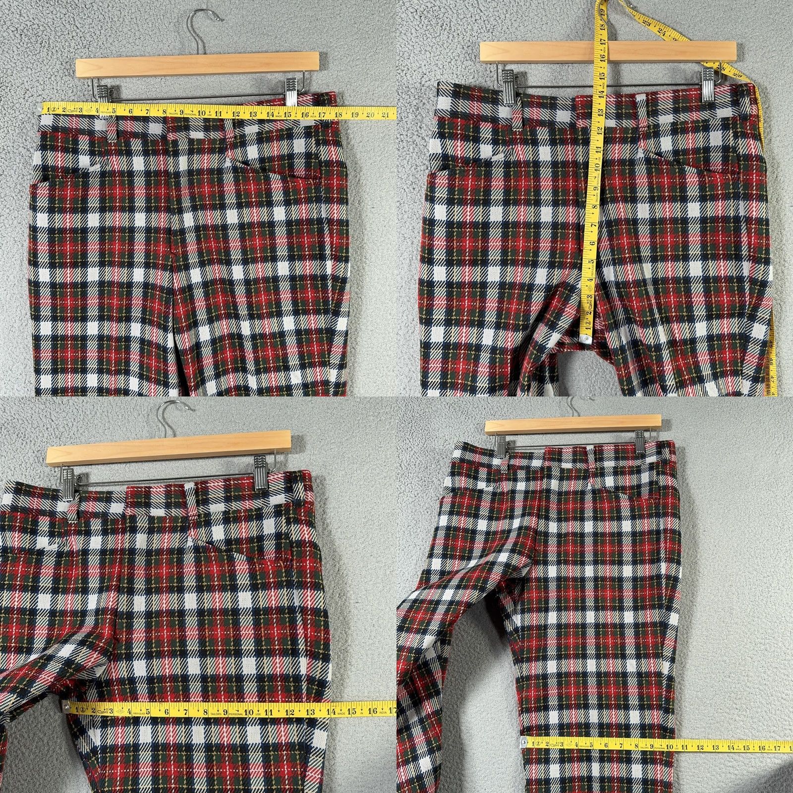 Sears VINTAGE Kings Road Pants 60s Mens 36 Red Tartan Plaid Perma Prest Flared Sears Size US 36 / EU 52 - 9 Thumbnail