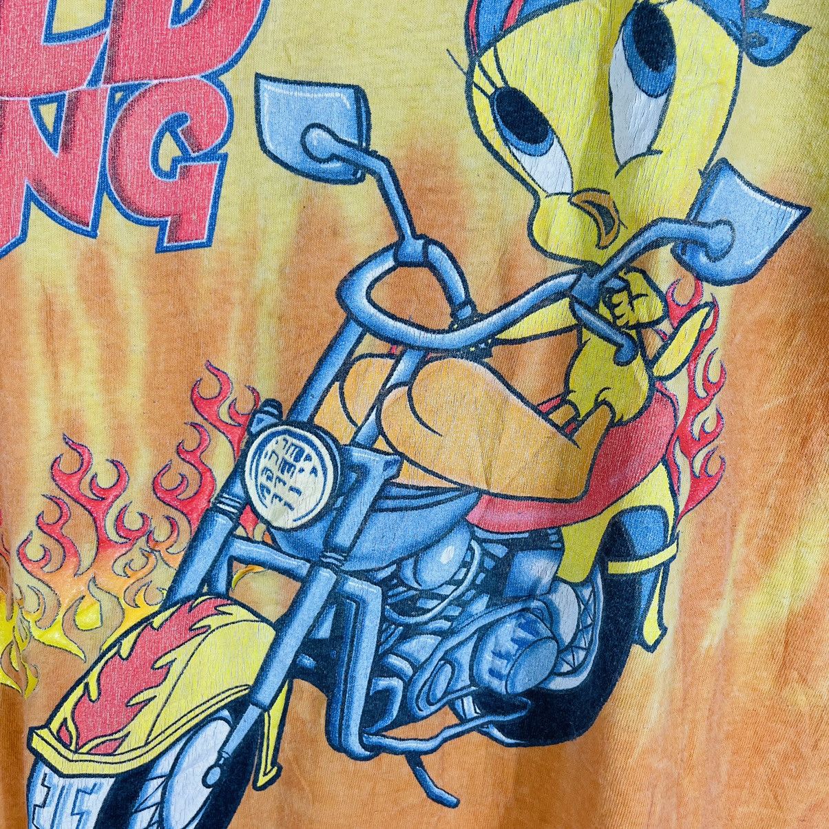 Disney × Rap Tees × Vintage Vintage Tweety Bird Wild Thing Flaming Chopper Bike Tee Size US L / EU 52-54 / 3 - 5 Thumbnail
