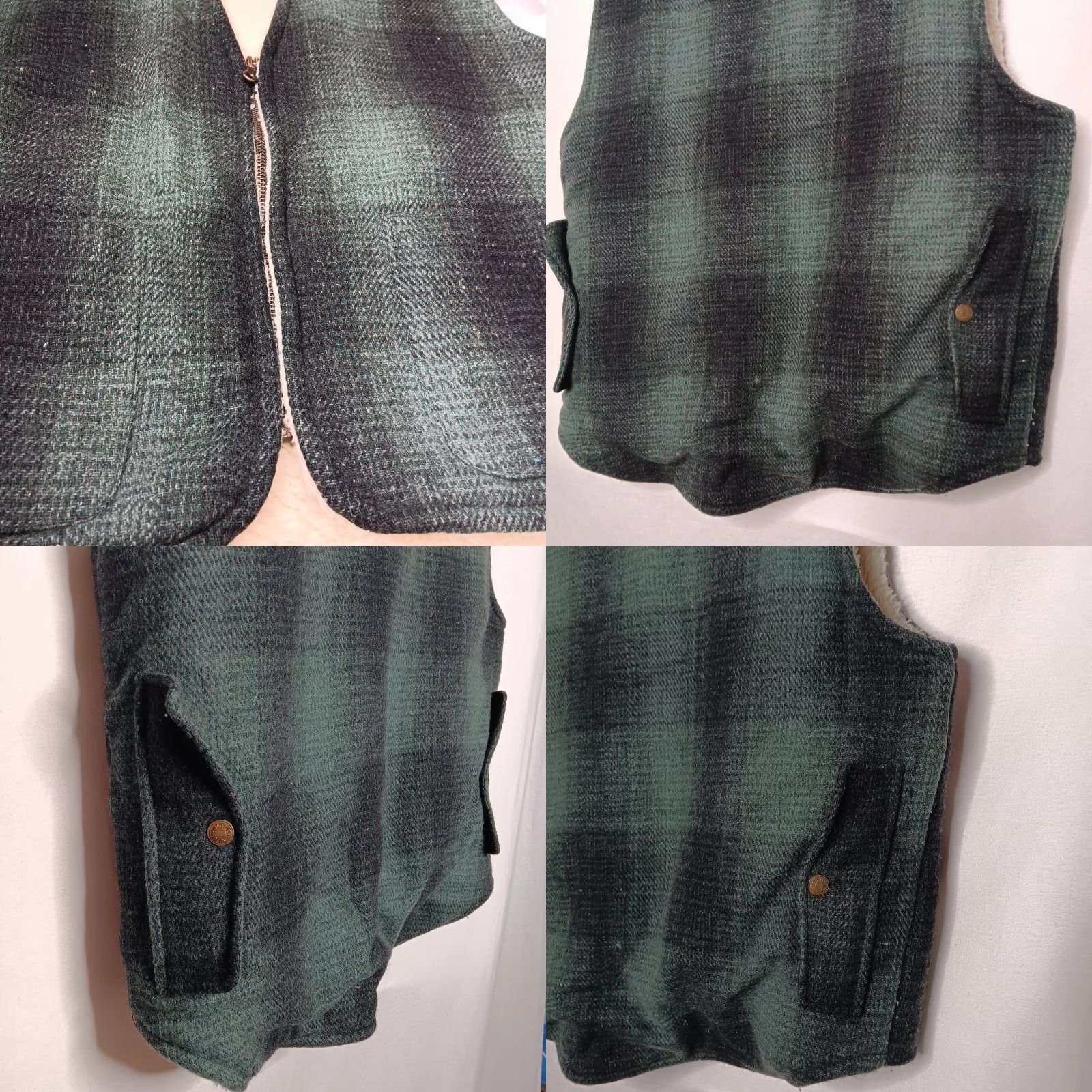 Vintage VINTAGE Cactus Wool Blend Vest Men Medium Green Plaid Faux Sherpa Lined Workwear Outdoors Fall Winter Size US M / EU 48-50 / 2 - 8 Thumbnail