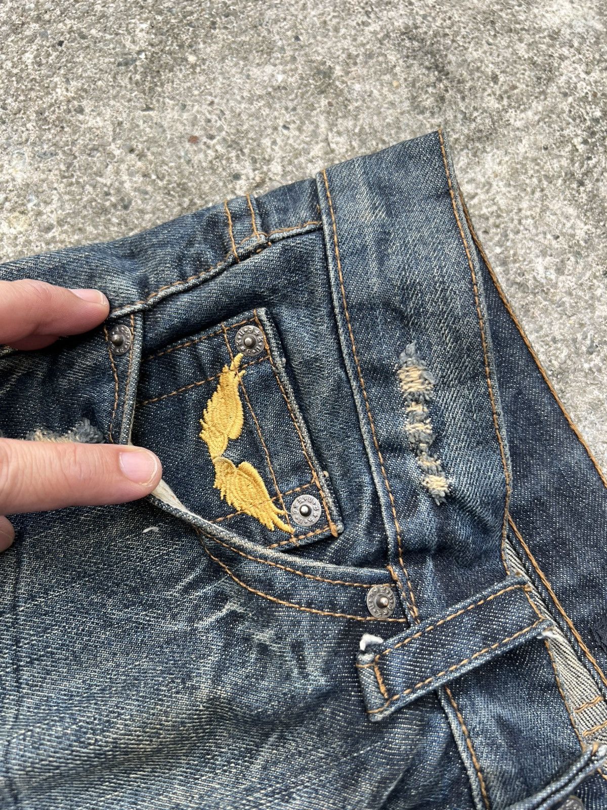 Vintage 💥Flare💥Japanese Brand Kui Distress Jeans Very Rare Size US 30 / EU 46 - 11 Thumbnail