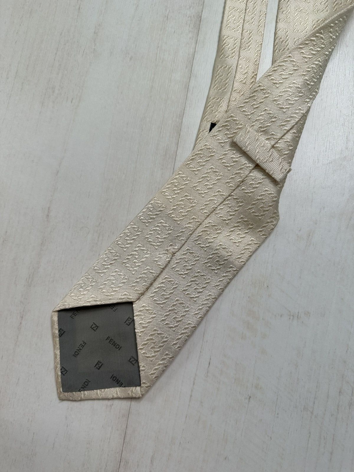 Designer × Fendi × Vintage Fendi monogram ecru tie Size ONE SIZE - 5 Thumbnail