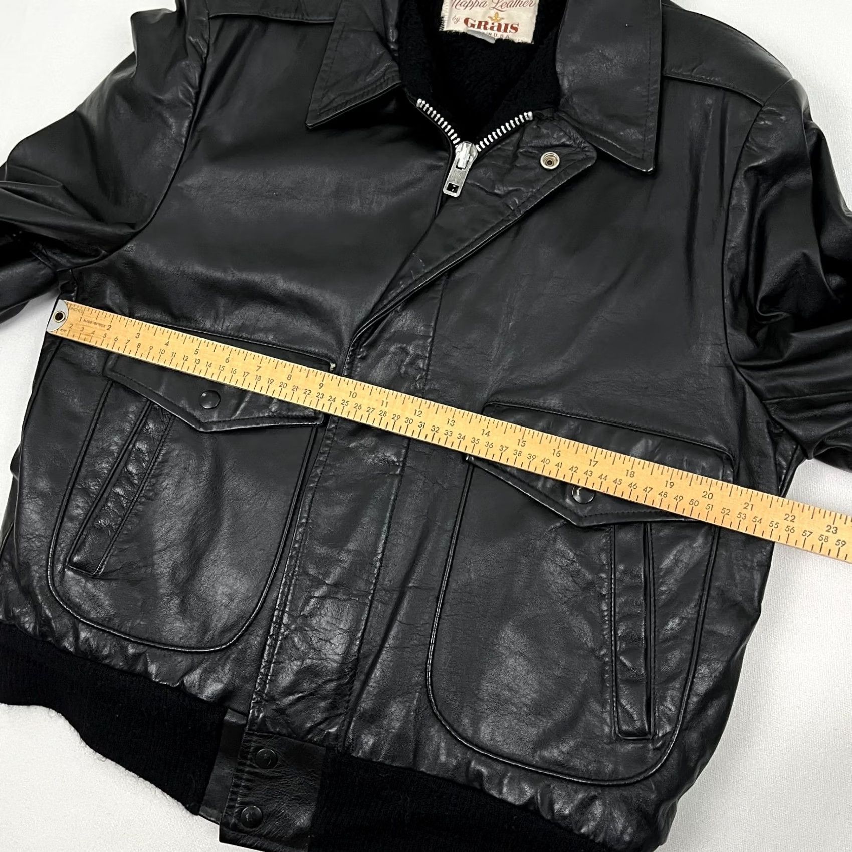 Skin Vintage 80s Angel Skin Nappa Leather Grais Jacket Size 42 Black Shearling Bomber USA Size US XS / EU 42 / 0 - 5 Thumbnail