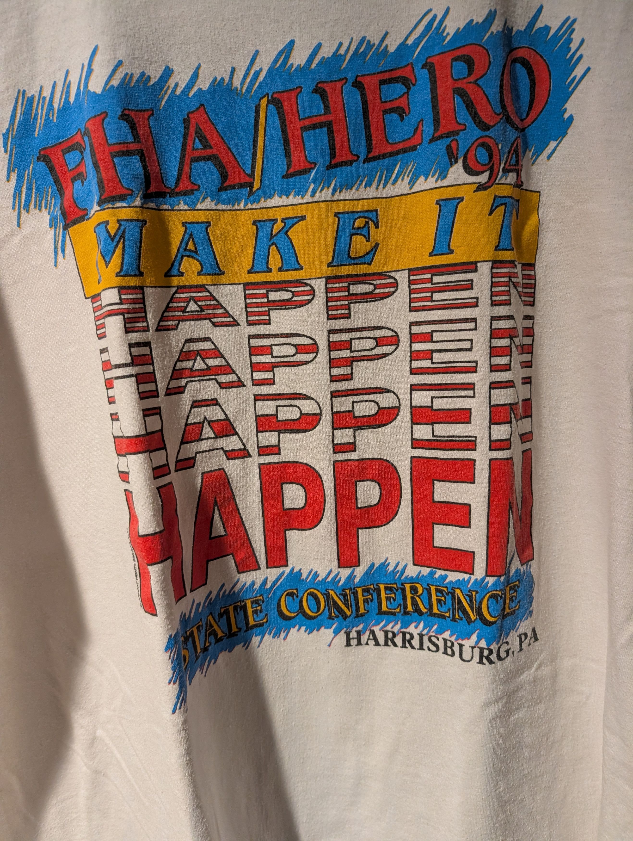 Arts & Science Vintage 1994 FHA/Hero Make it Happen Harrisburg T-Shirt Size US XL / EU 56 / 4 - 2 Thumbnail