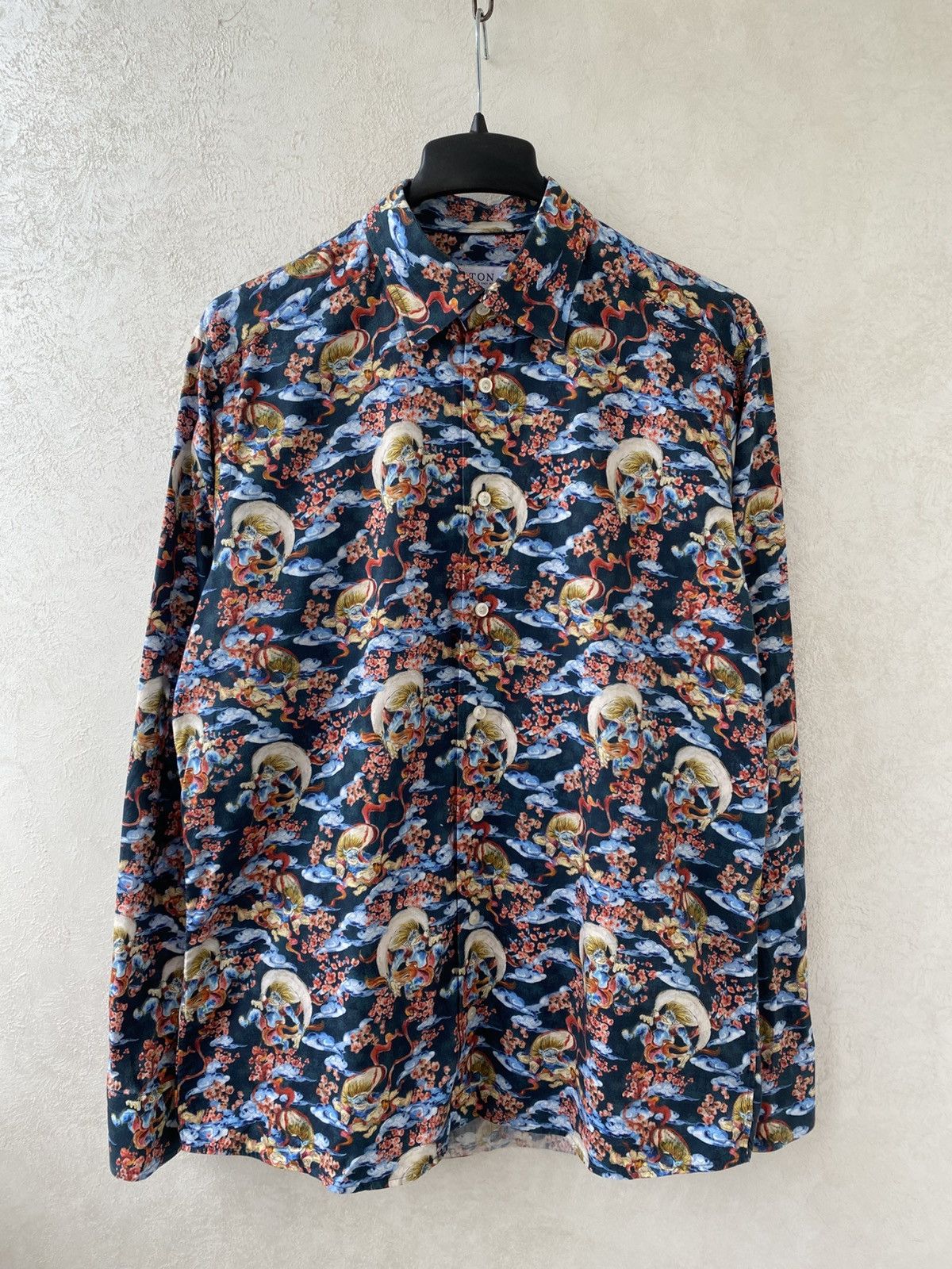 Eton Eton Mens AOP Gin Japanese Style Signature Twill Shirt Size US L / EU 52-54 / 3 - 1 Thumbnail