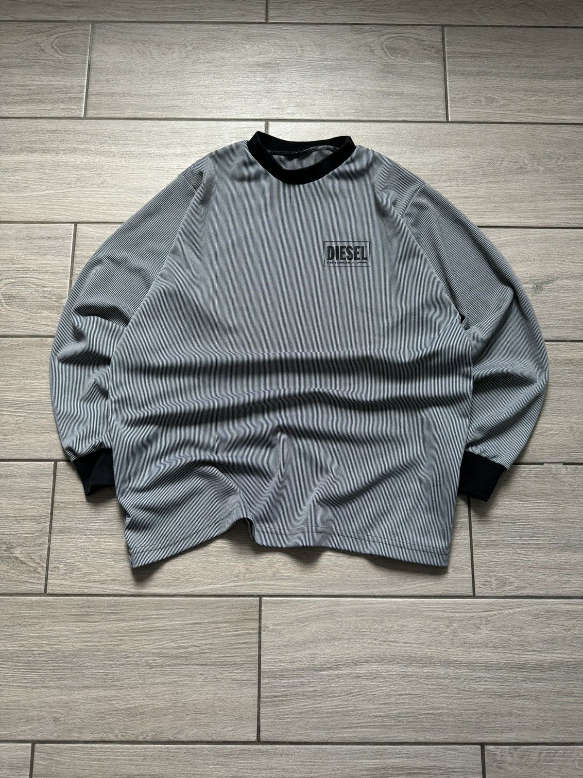 Designer 💌 VINTAGE Y2K 00’s DIESEL DISTRESSED SWEATSHIRT STRIPED Size US L / EU 52-54 / 3 - 6 Thumbnail