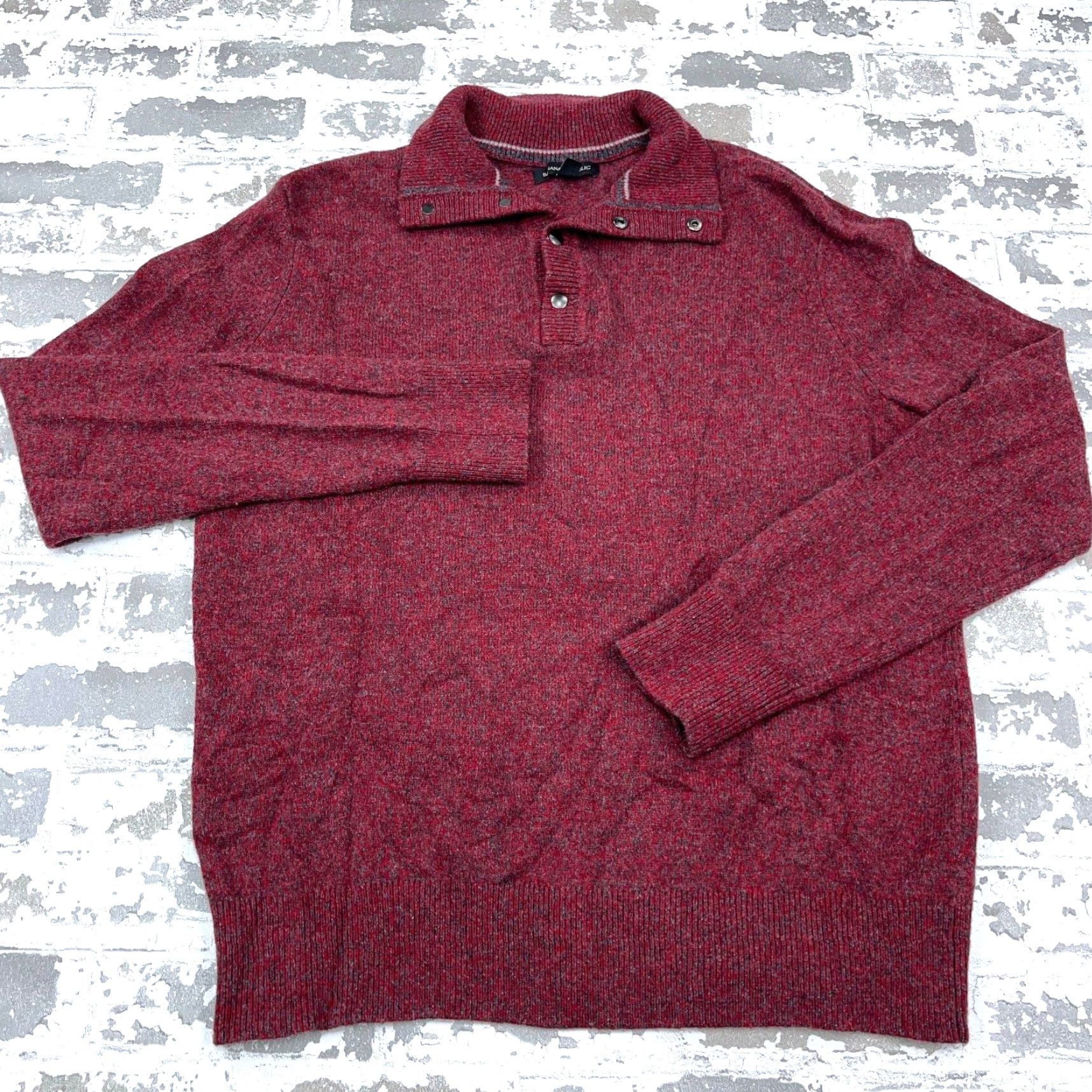 Banana Republic VINTAGE Banana Republic Sweater Shirt Men Large Red Merino Wool Knit Mock Neck Pullover (Brand: Banana Republic) Size US L / EU 52-54 / 3 - 2 Thumbnail
