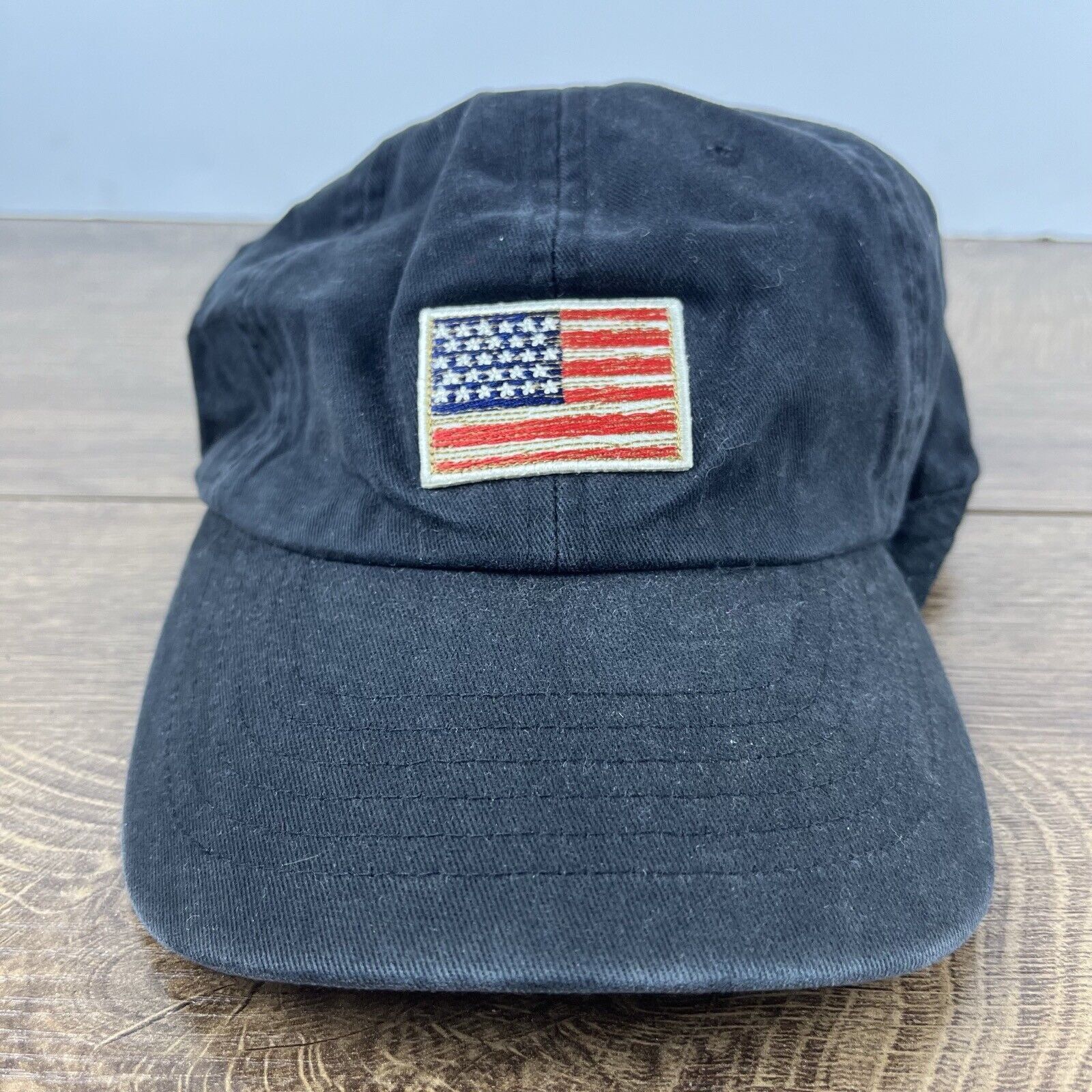 Other Vintage USA Flag Patch Hat Black Cap Adjustable Hat Black Ad Size ONE SIZE - 1 Thumbnail