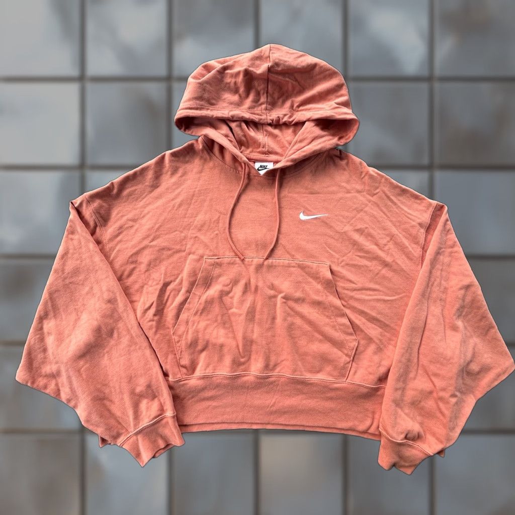 Nike Nike Sportswear Hoodie Women’s Small Orange Solid Logo Embroidered Oversized Pullover Sweatshirt Size S / US 4 / IT 40 - 1 Thumbnail