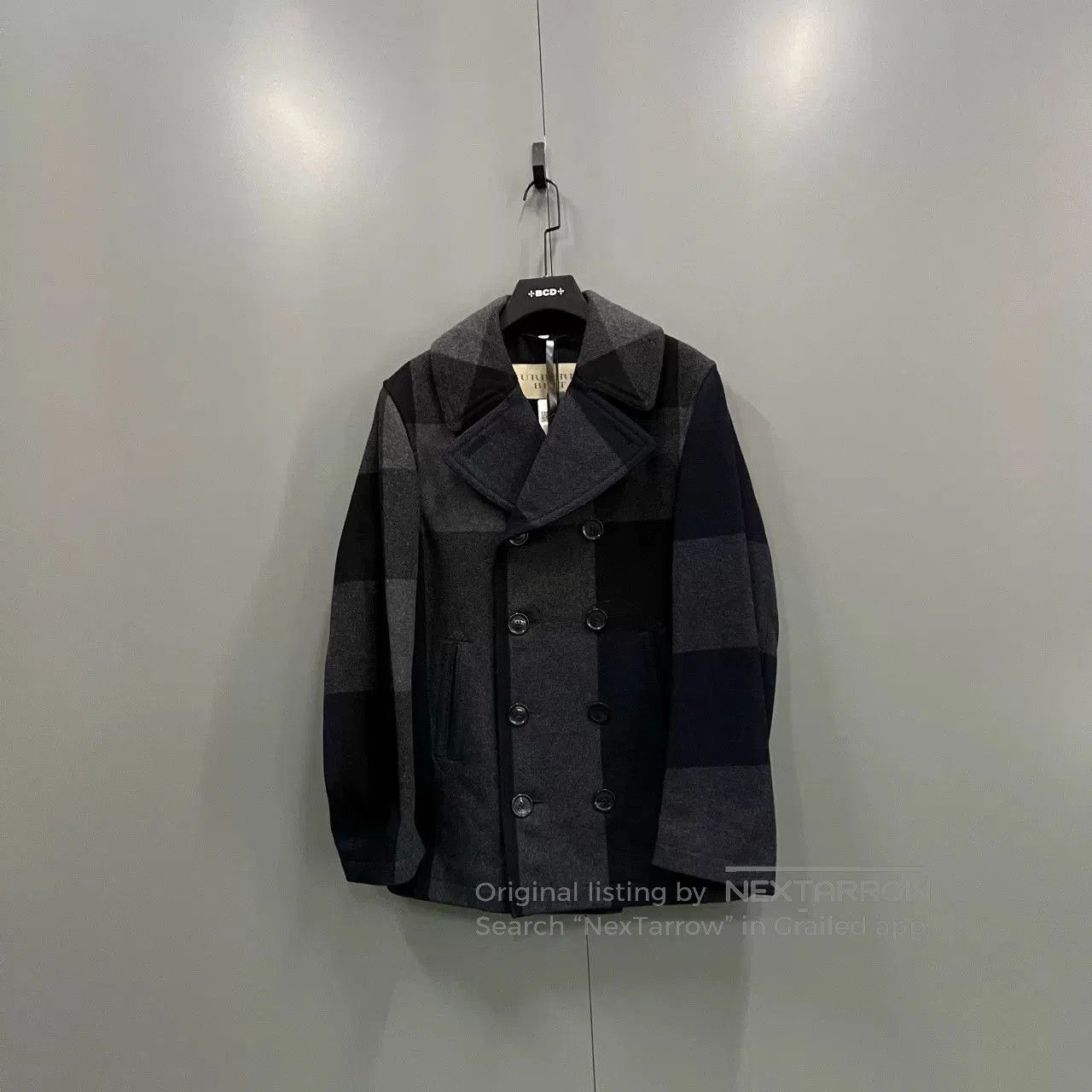 burberry check patterned coat size L.