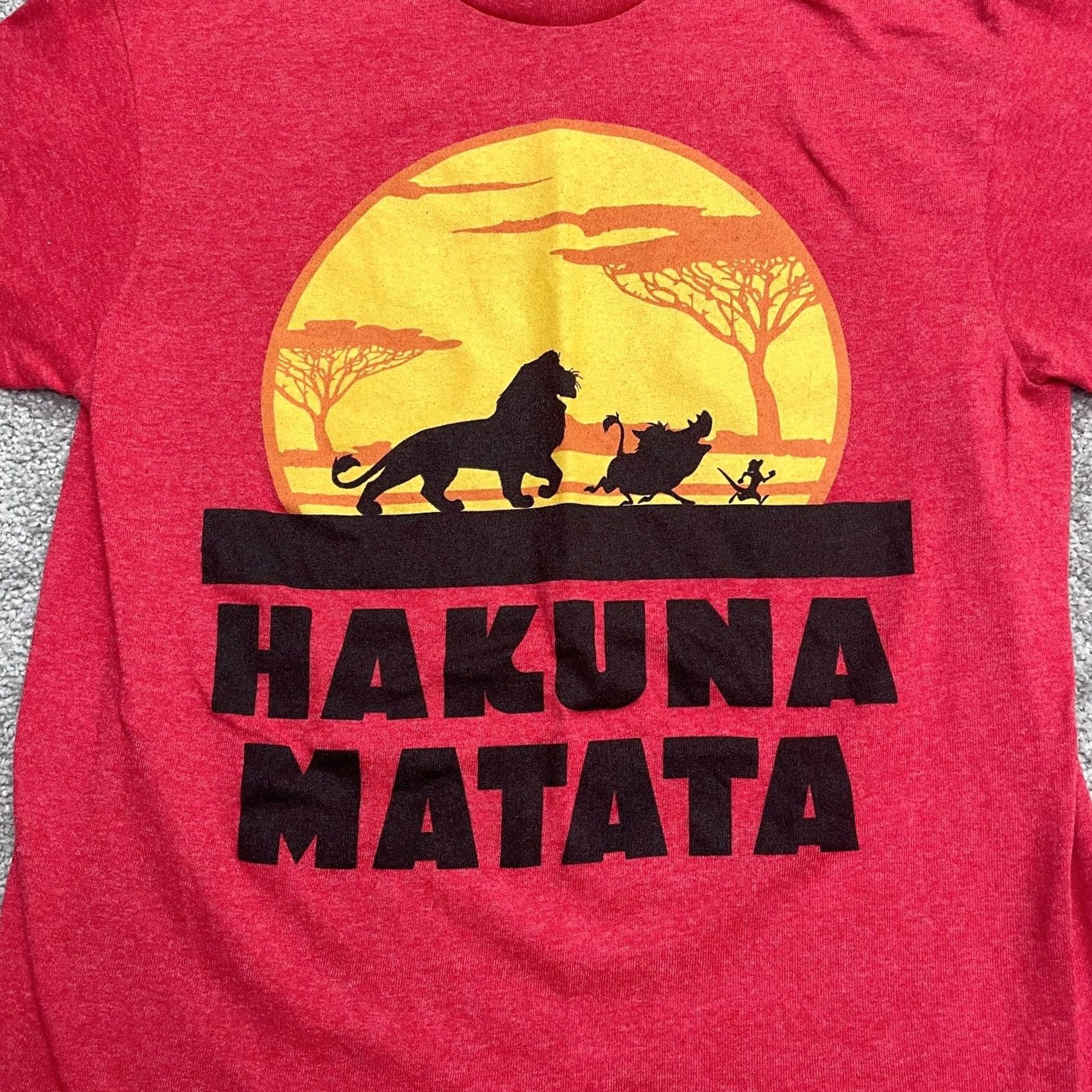 Disney Disney Lion King Hakuna Matata T-Shirt Womens Small Red Crew Neck Graphic Tee Size S / US 4 / IT 40 - 3 Thumbnail