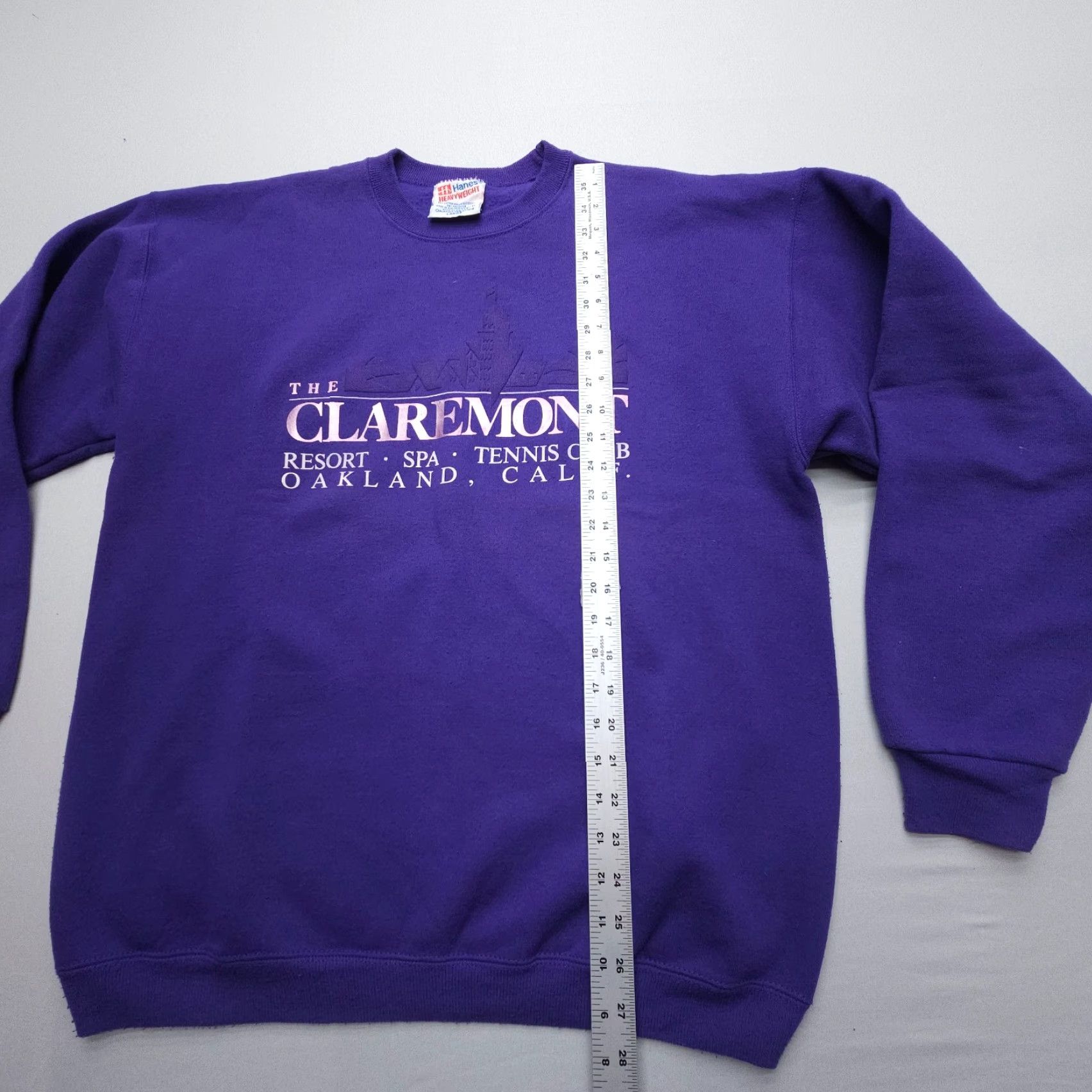 Hanes VINTAGE Hanes Sweatshirt Mens L Purple USA 50/50 Claremont Resort Graphic Print Crew Neck Fleece Logo 80s 90s All Seasons Size US L / EU 52-54 / 3 - 7 Thumbnail