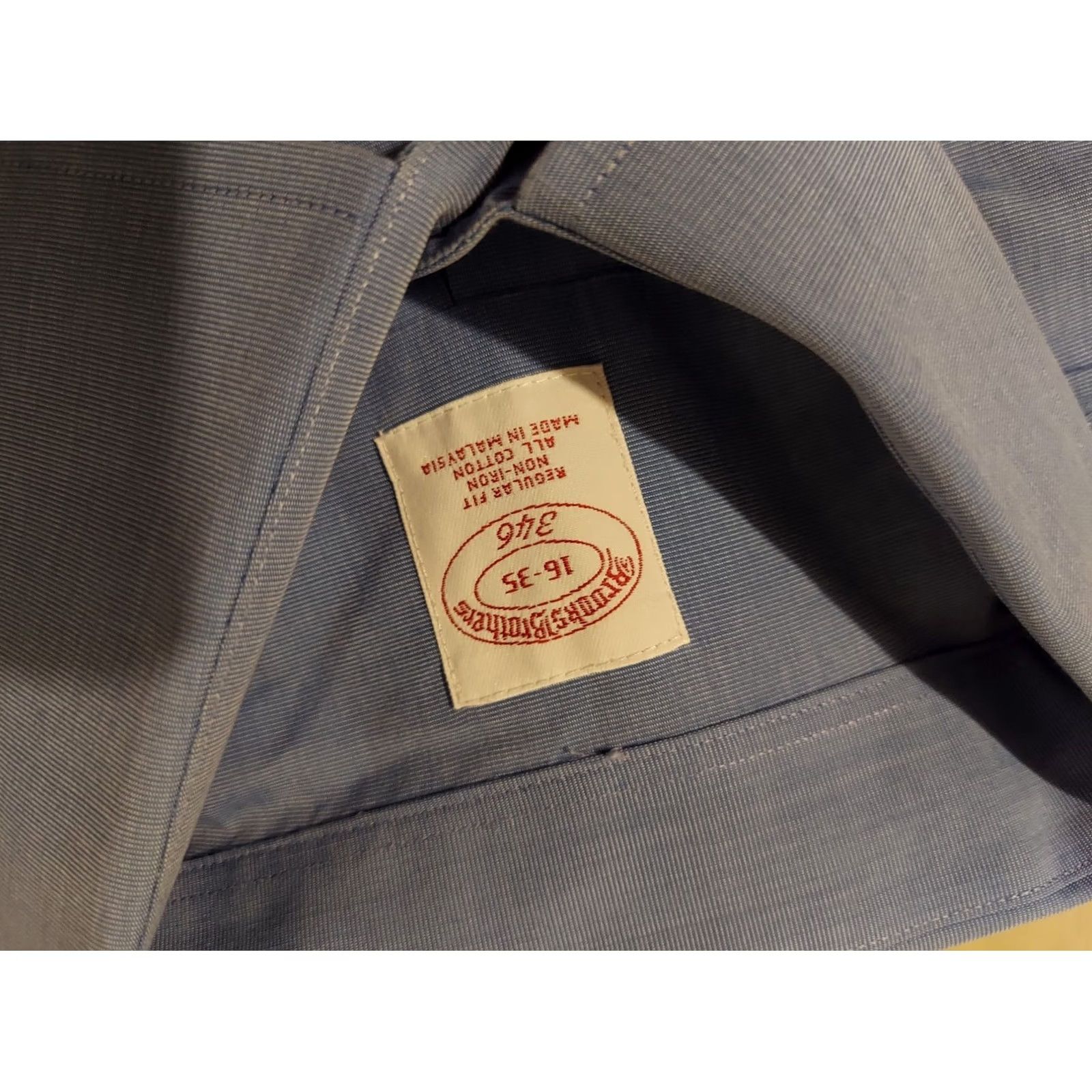 Brooks Brothers Mens Brooks Brothers Dress Shirt 16 35 Blue Button French Cotton Size 42R - 5 Thumbnail