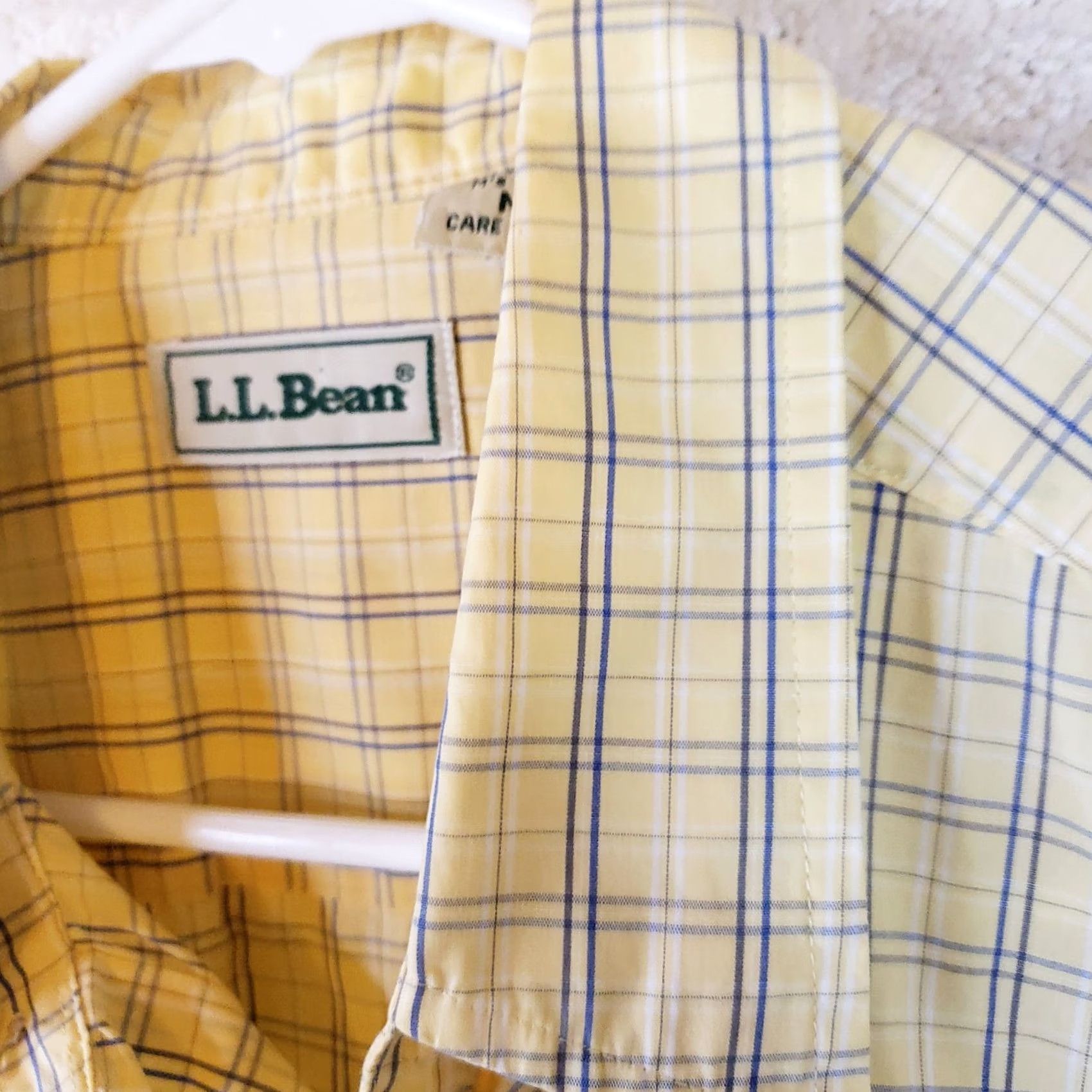 Vintage LL Bean Shirt Men's M Button-Down Short Sleeve Yellow Plaid 100% Cotton Front Pocket Button-Up Casual Business Formal Size US M / EU 48-50 / 2 - 6 Thumbnail