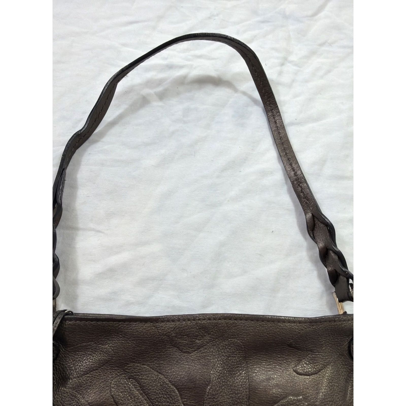 Brighton Brighton Ferrara Gun Metal Embossed Leather Medallion Shoulder Bag Purse Size ONE SIZE - 6 Thumbnail