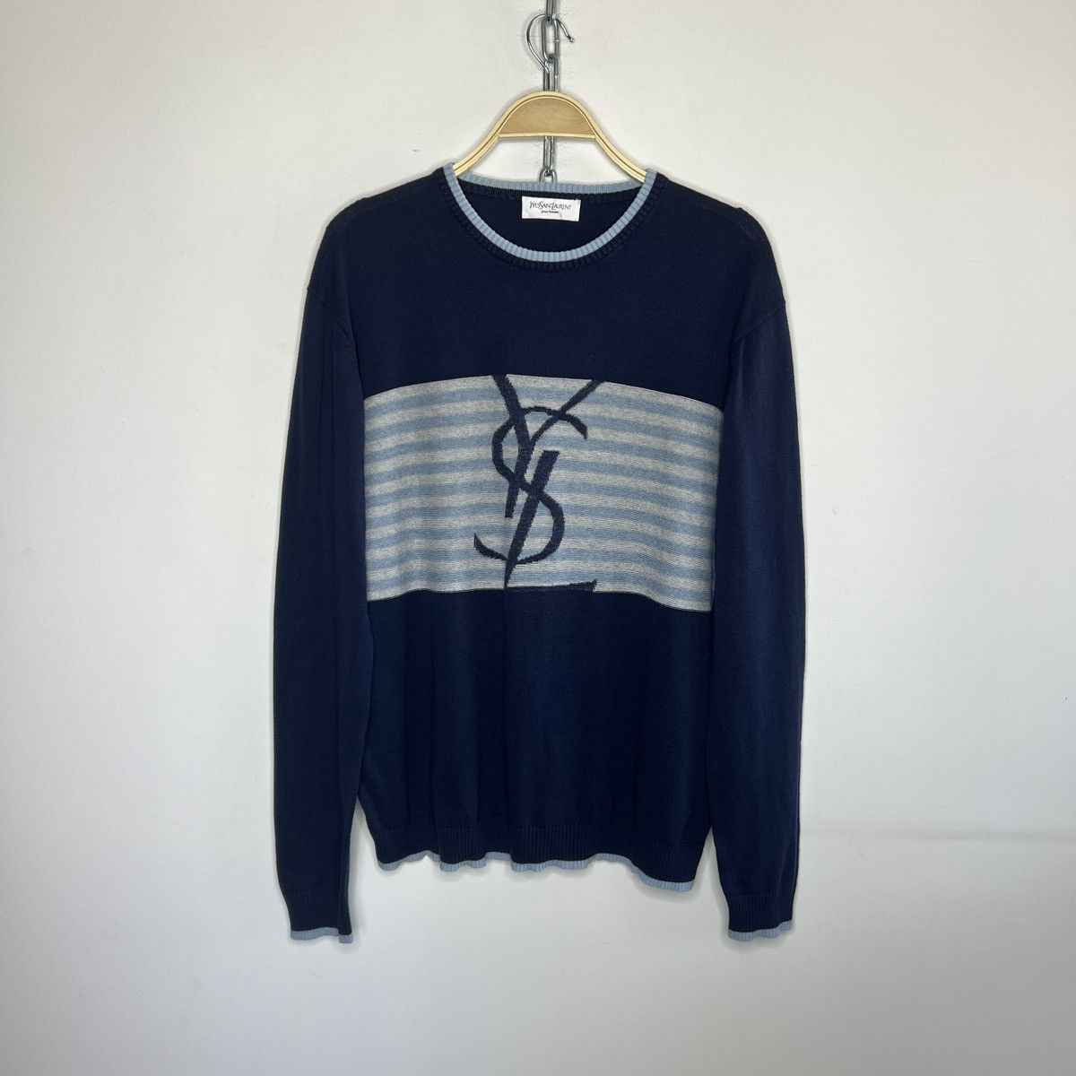 Yves Saint Laurent Yves Saint Laurent YSL Big Logo Knit Sweater Pullover Size US M / EU 48-50 / 2 - 1 Thumbnail