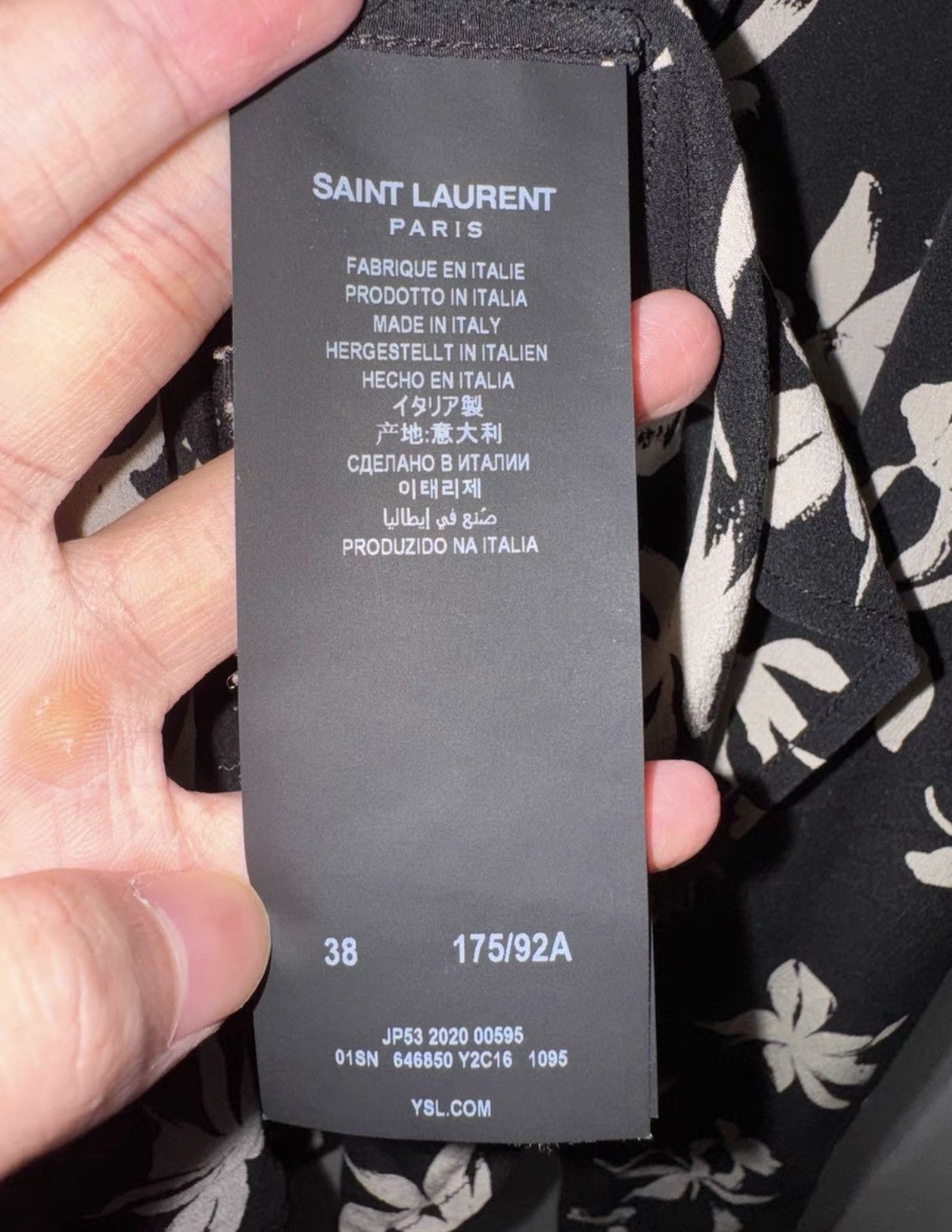 Saint Laurent Paris SLP 21SS Runway All-Over Wild Orchid Print Silk Shirt Size US M / EU 48-50 / 2 - 8 Thumbnail