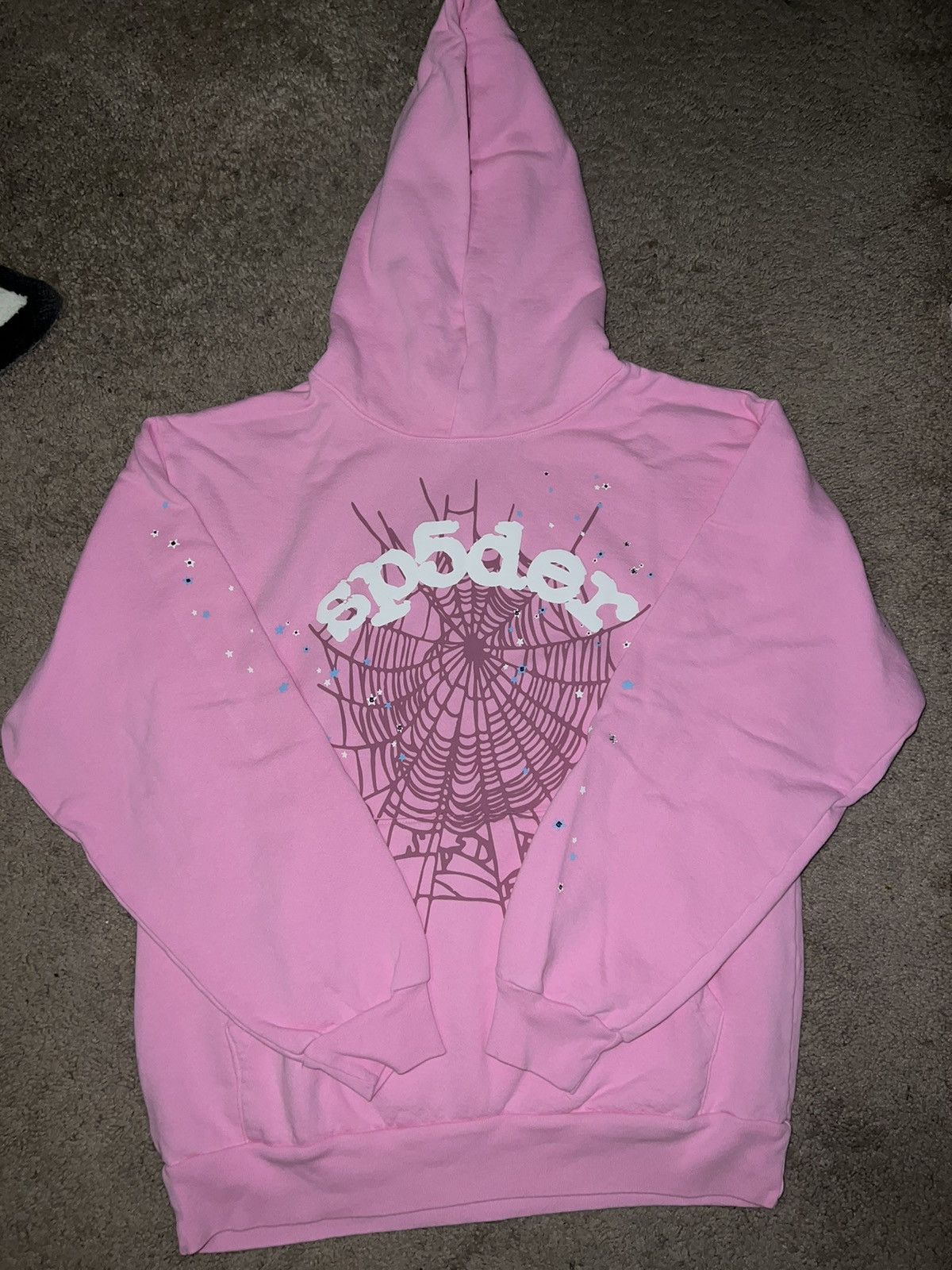 image of Spider Worldwide x Young Thug Pink Sp5Der OG Web Hoodie - Size L, Men's