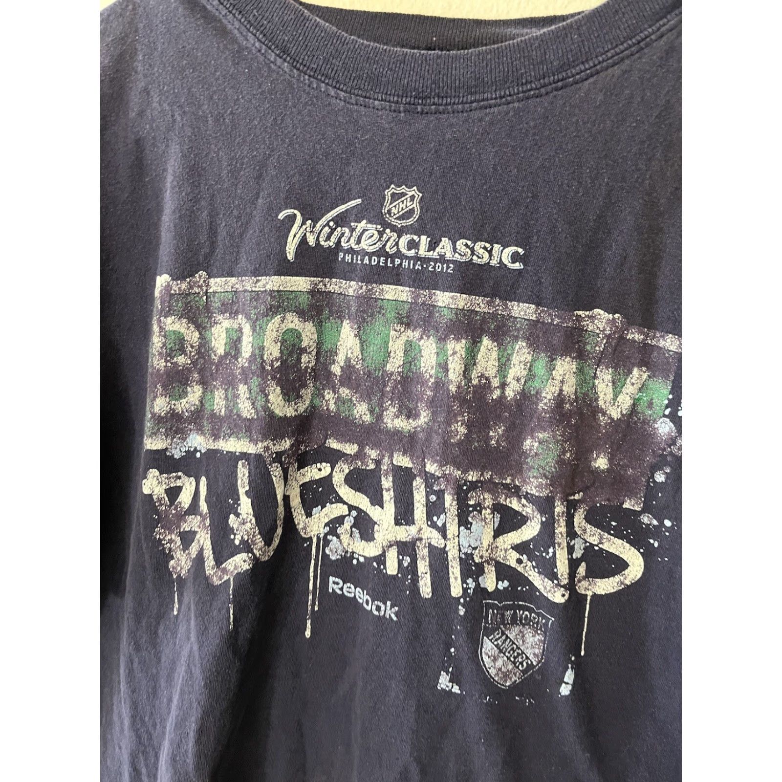 Reebok VINTAGE Reebok Faceoff Winter Classic Rangers T-Shirt Adult Large Blue Activewear Mens Size US L / EU 52-54 / 3 - 4 Thumbnail