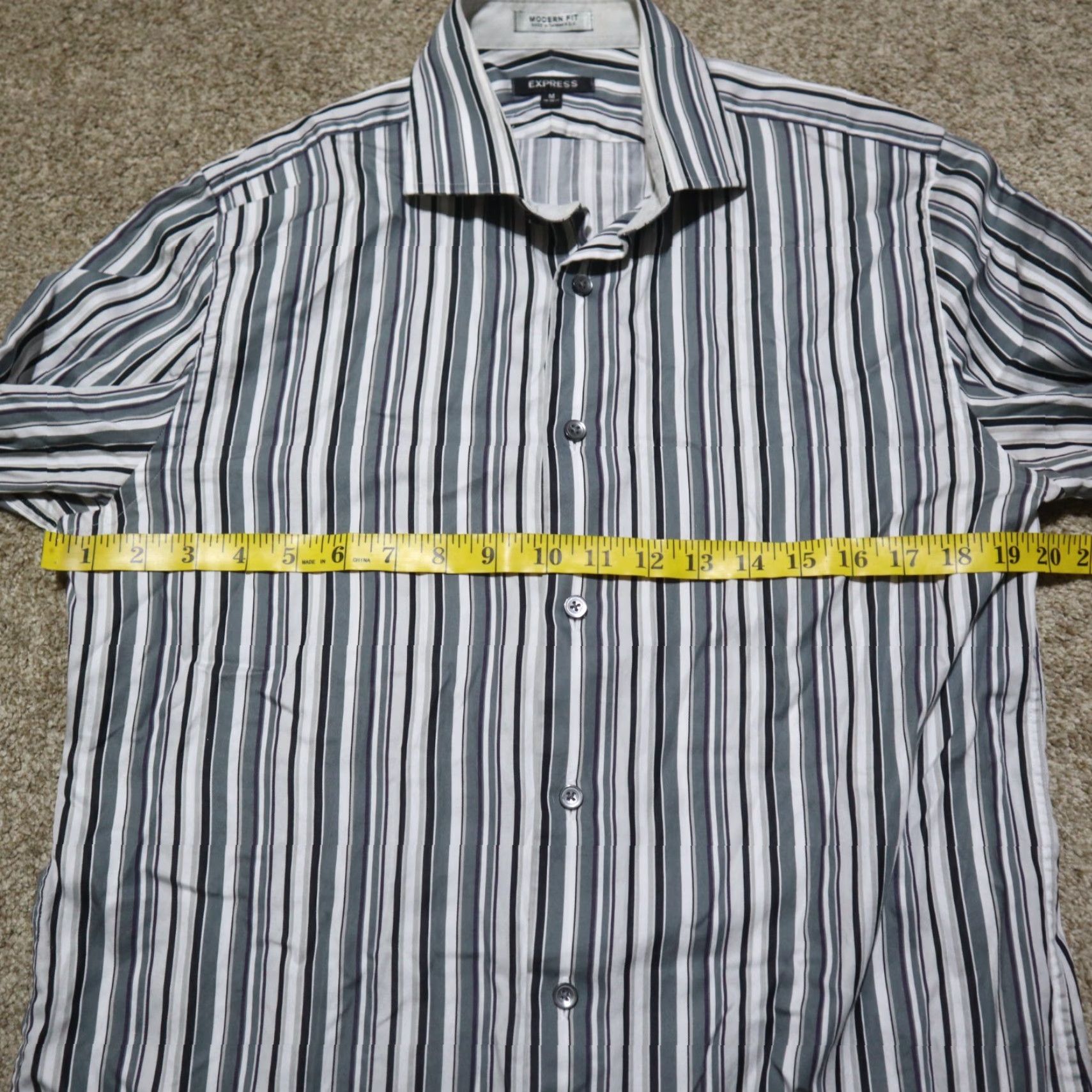 Express Express Shirt Mens Button-Up Long Sleeve Striped 15.5 M Multicolor Modern Fit Size US M / EU 48-50 / 2 - 4 Thumbnail