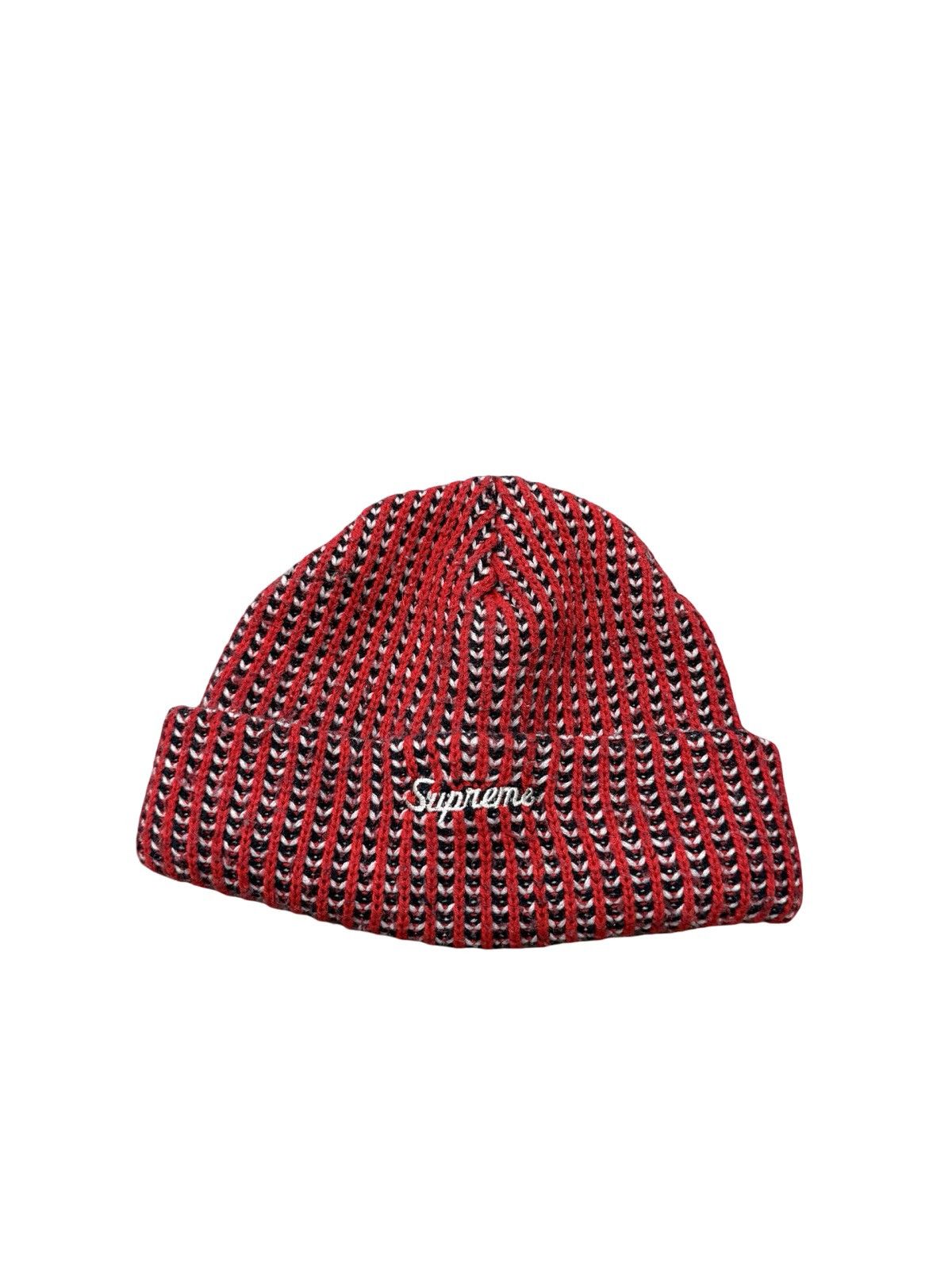 Japanese Brand Supreme Plaid Beanie FW15 Loose knit Cuffed Grid Size ONE SIZE - 1 Thumbnail