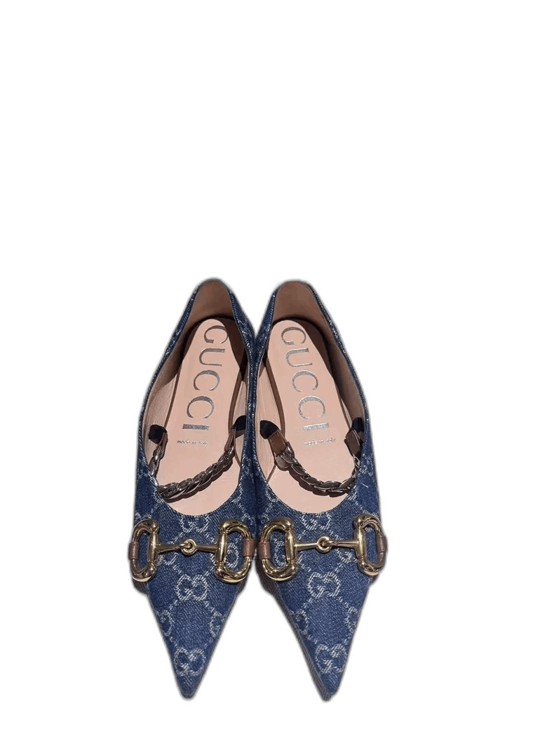 Gucci Gucci Denim Ballerina Flats Size 37.5 Size US 7 / IT 37 - 1 Thumbnail