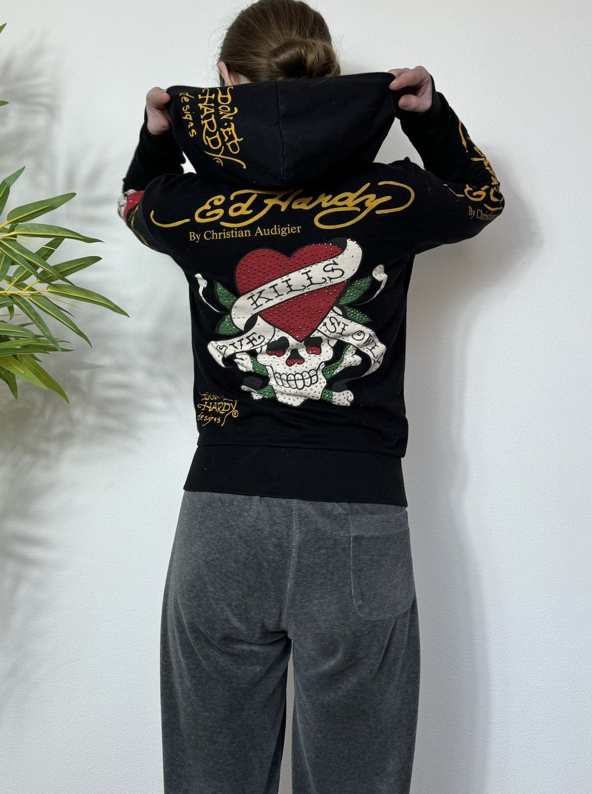 Ed Hardy VINTAGE ED HARDY ALL OVER PRINTED 2000s ZIP UP HOODIE Size S / US 4 / IT 40 - 5 Thumbnail