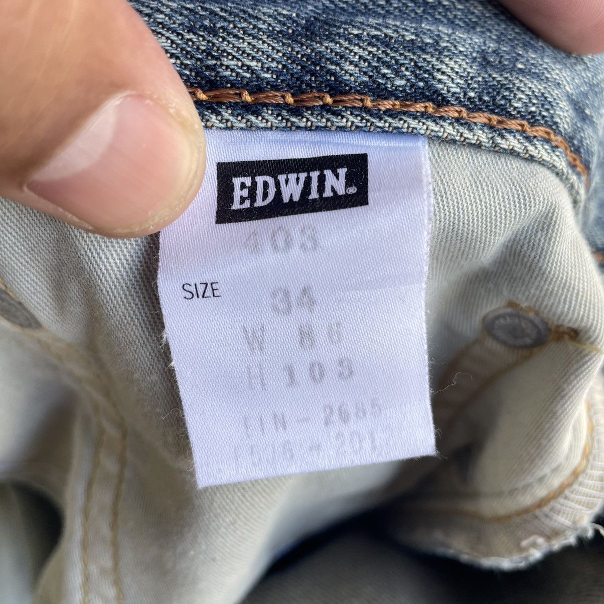 Edwin 🔥Vintage Edwin 403 Stoned Washed Distress Denim Jeans Size US 35 - 15 Thumbnail