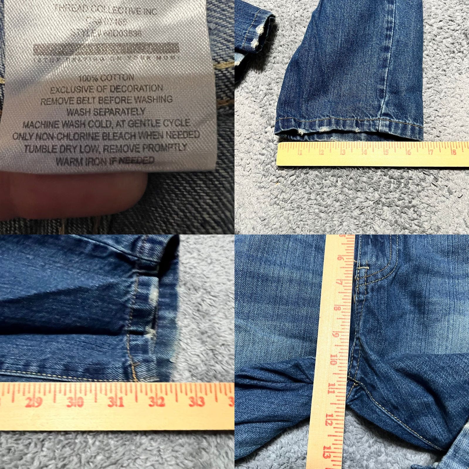 Denime Marc Ecko Cut & Sew Denim Jeans Mens 32 x 32 Slim Tapered Distressed Whiskering Blue 32 Mens Straight Jeans Size US 32 / EU 48 - 8 Thumbnail