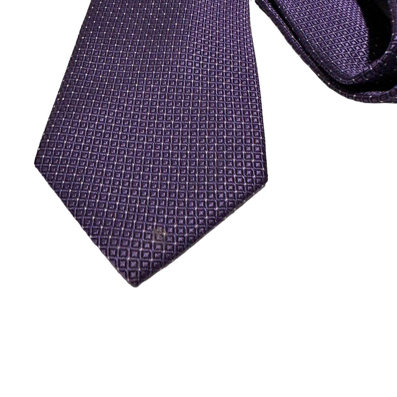 Van Heusen Van Heusen Silk Tie Purple Geometric Men 59 x 3” 100% Silk Size ONE SIZE - 4 Thumbnail